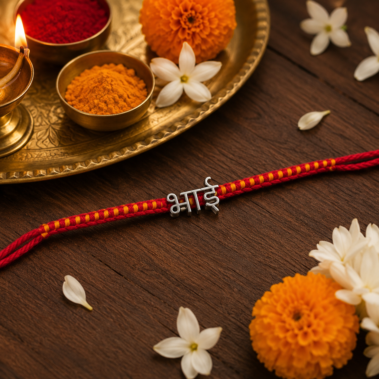 925 Silver Hindi Bhai Rakhi — 4101