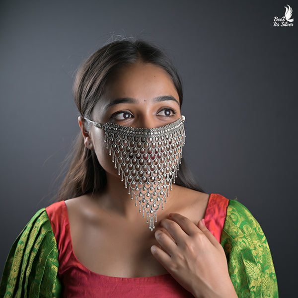 925 Silver Oxidized Choker come Mask-0411