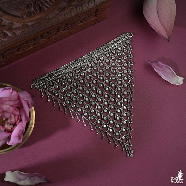 925 Silver Oxidized Choker come Mask-0411