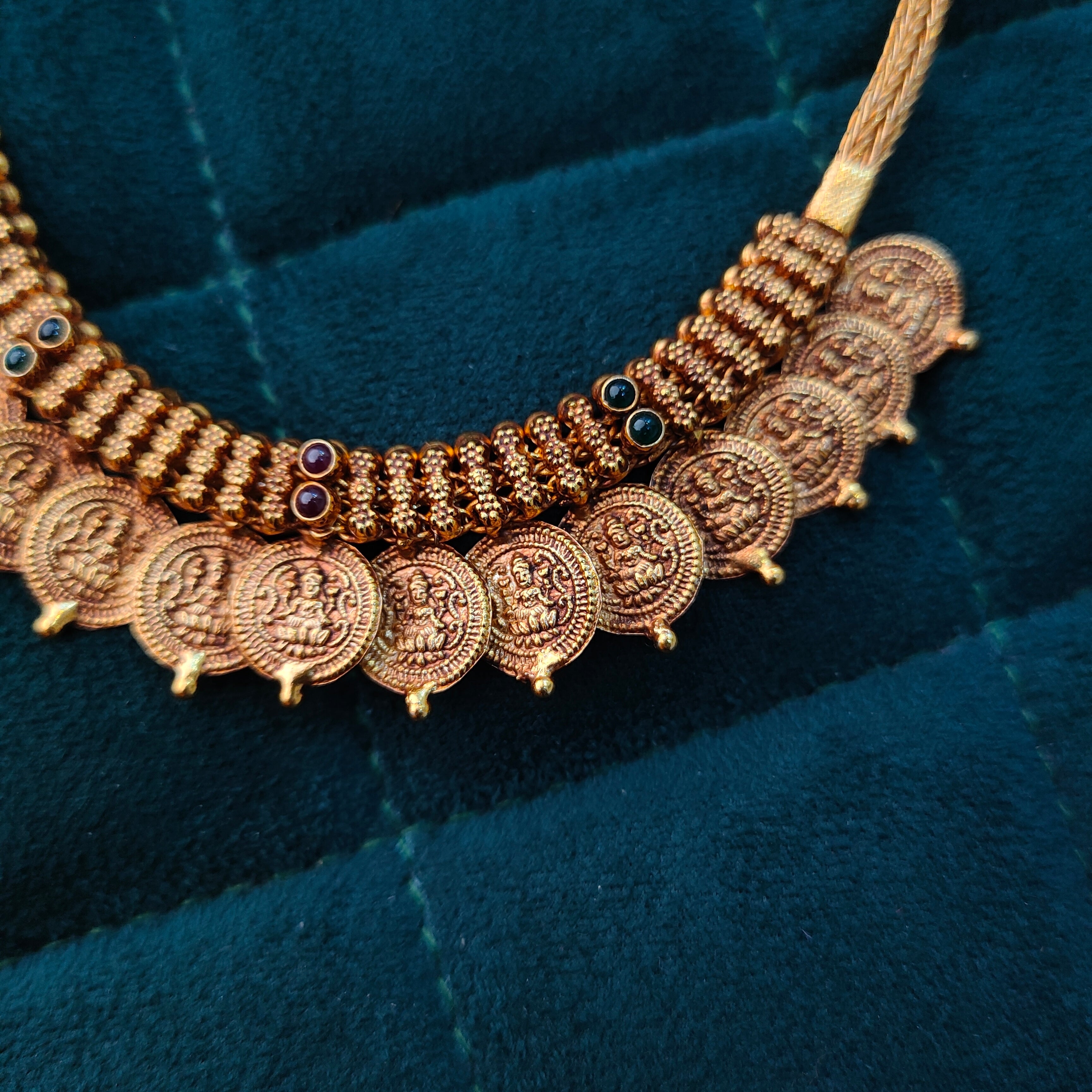 925 Silver Gold Plated Lakshmi Coin Neckpiece -1369