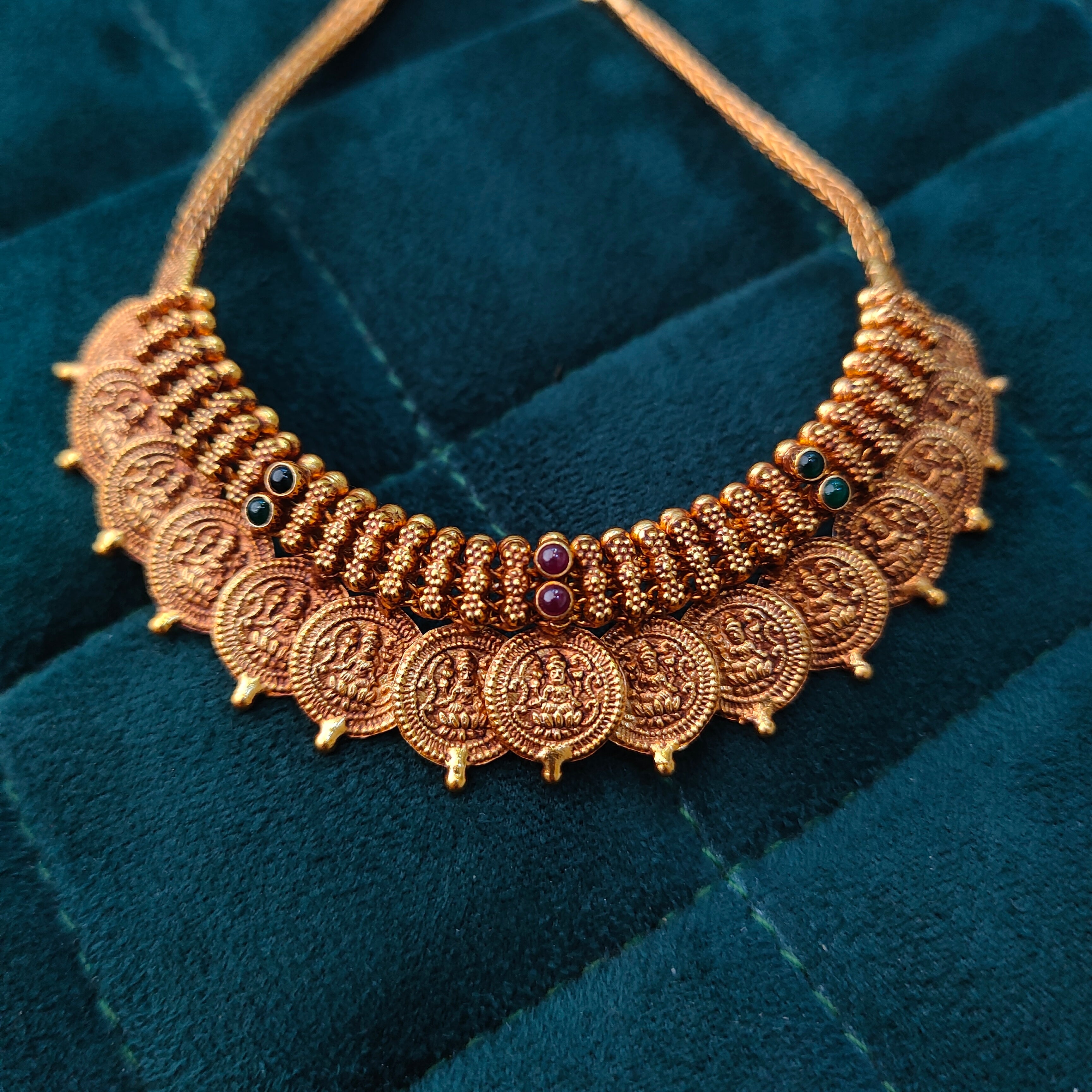 925 Silver Gold Plated Lakshmi Coin Neckpiece -1369