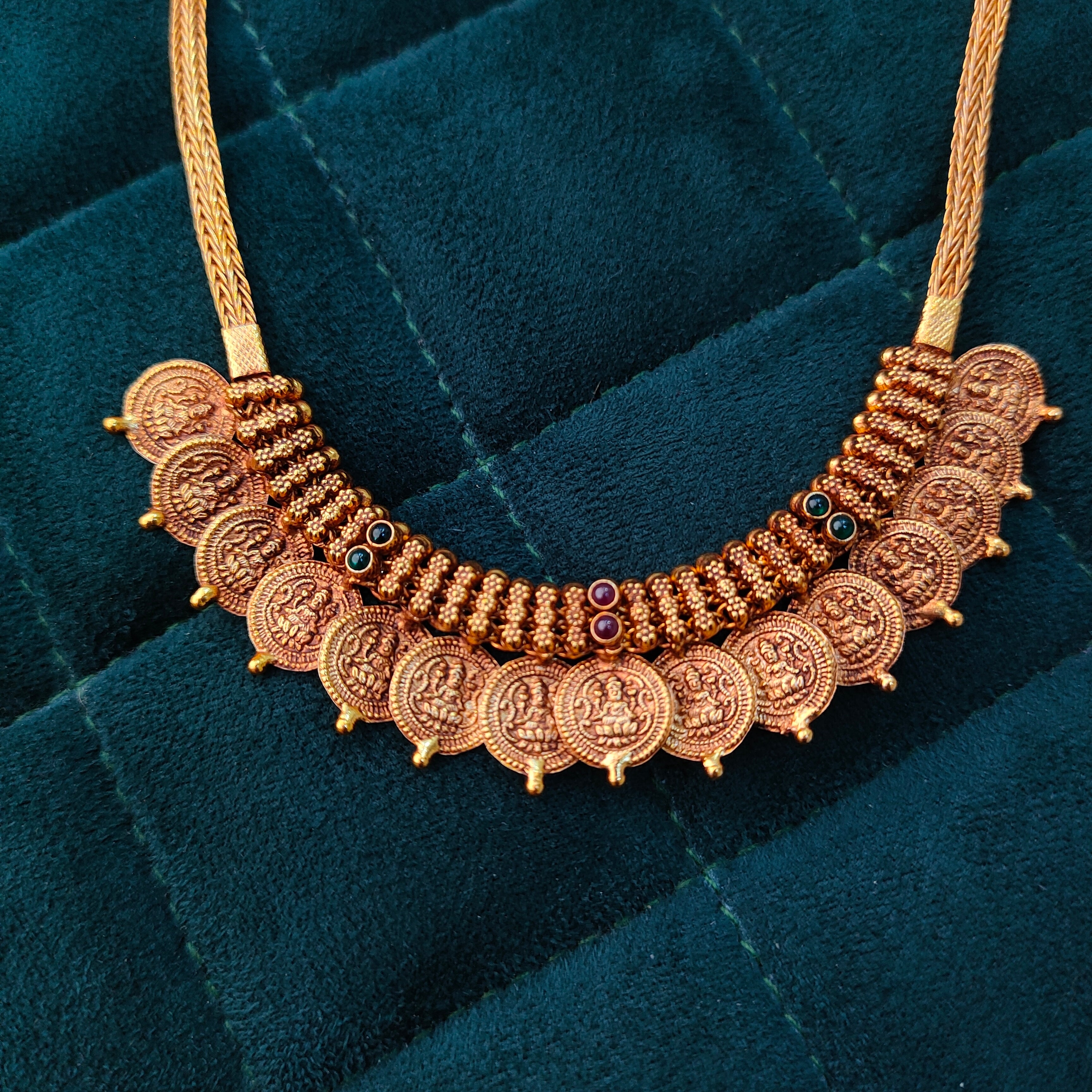 925 Silver Gold Plated Lakshmi Coin Neckpiece -1369