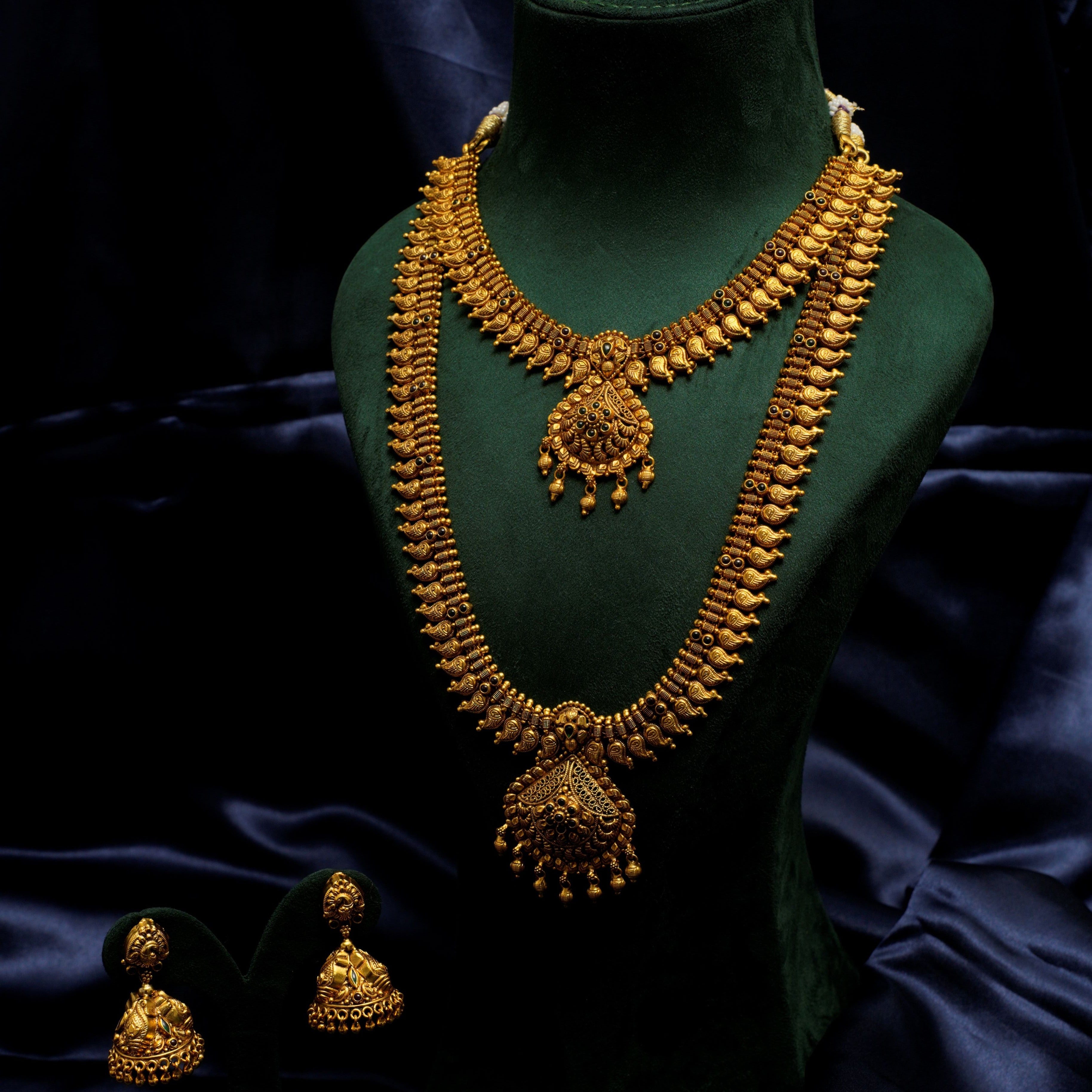 Gold Plated Mango Necklace With Jhumka-0940