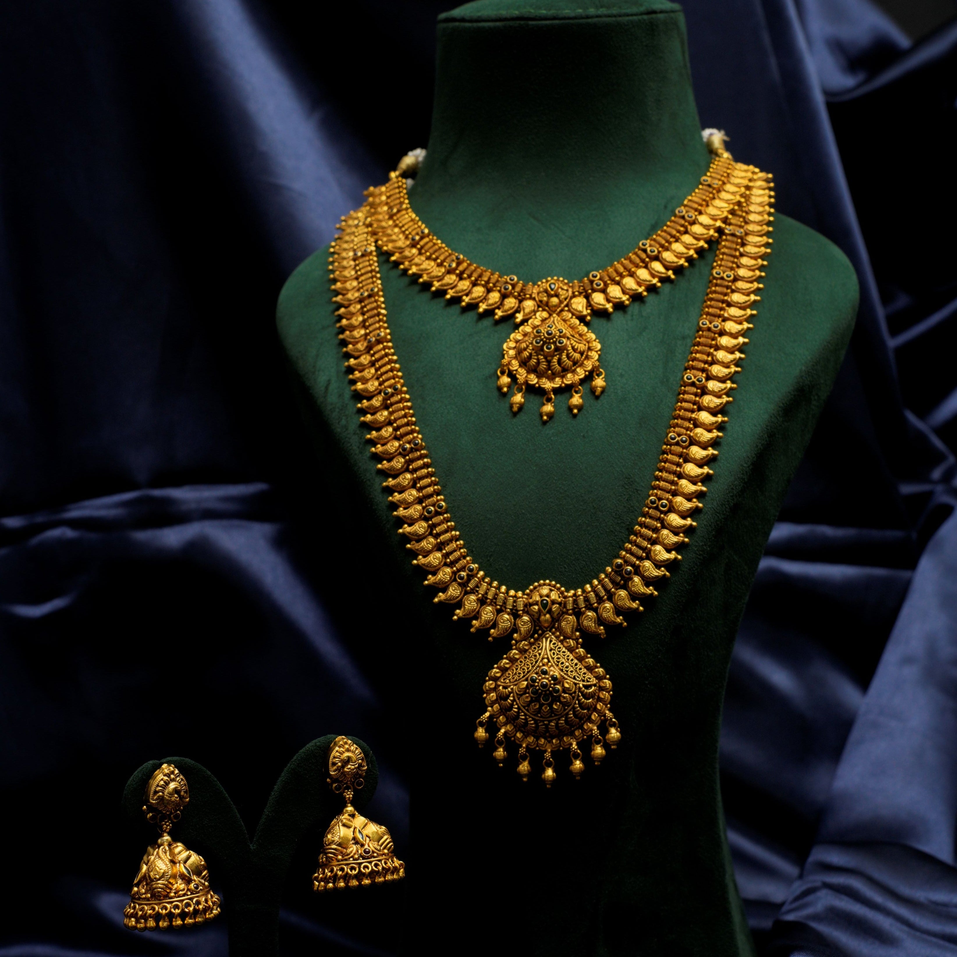 Gold Plated Mango Necklace With Jhumka-0940