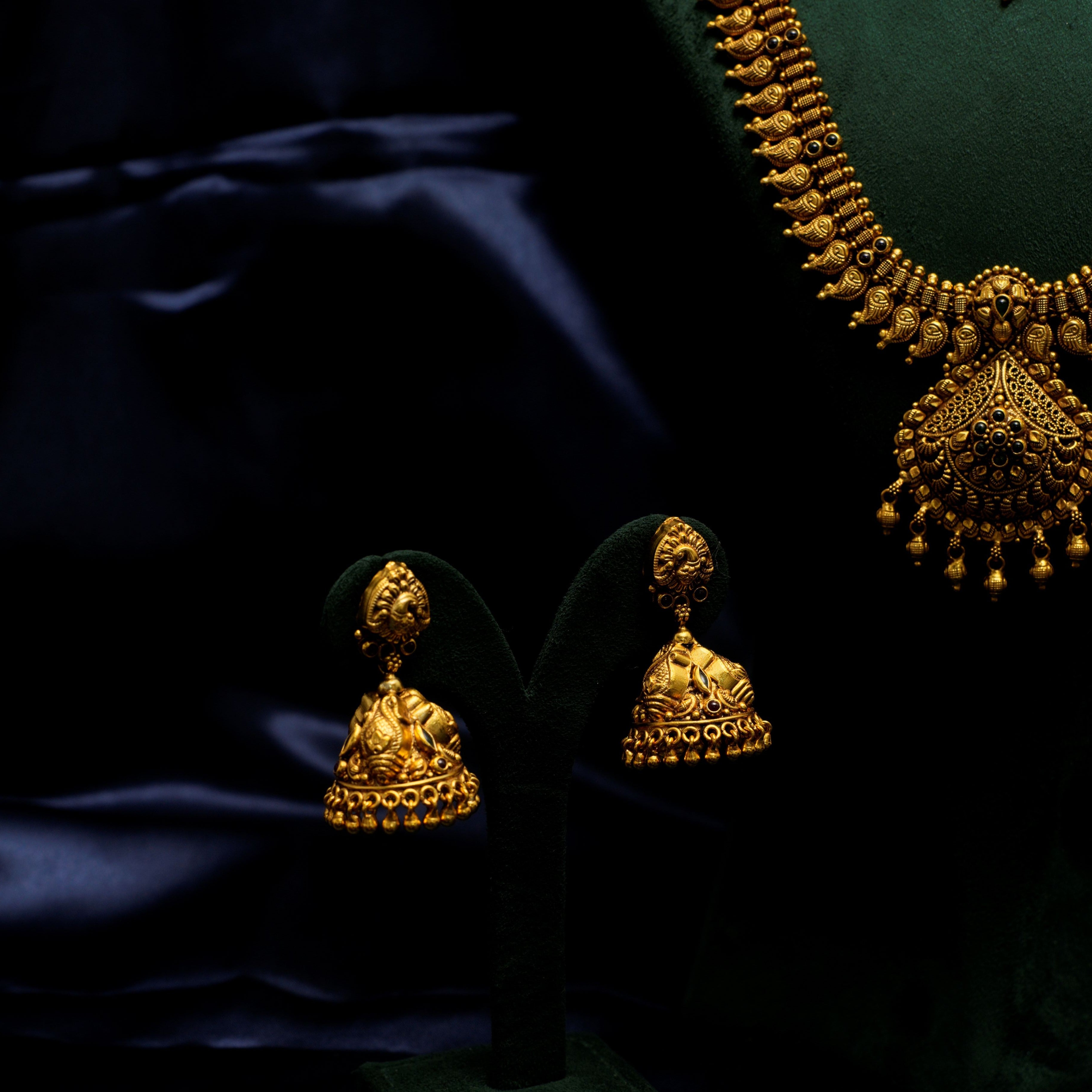 Gold Plated Mango Necklace With Jhumka-0940