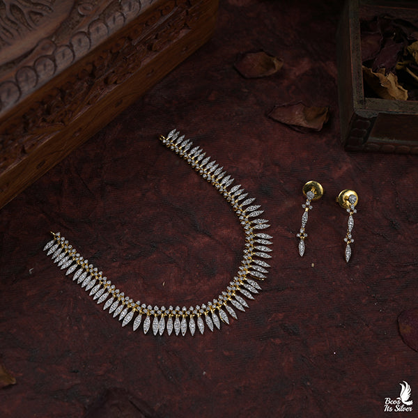 Theia Diamond Look Necklace with Earstud- 0947