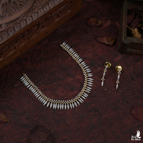 Theia Diamond Look Necklace with Earstud- 0947