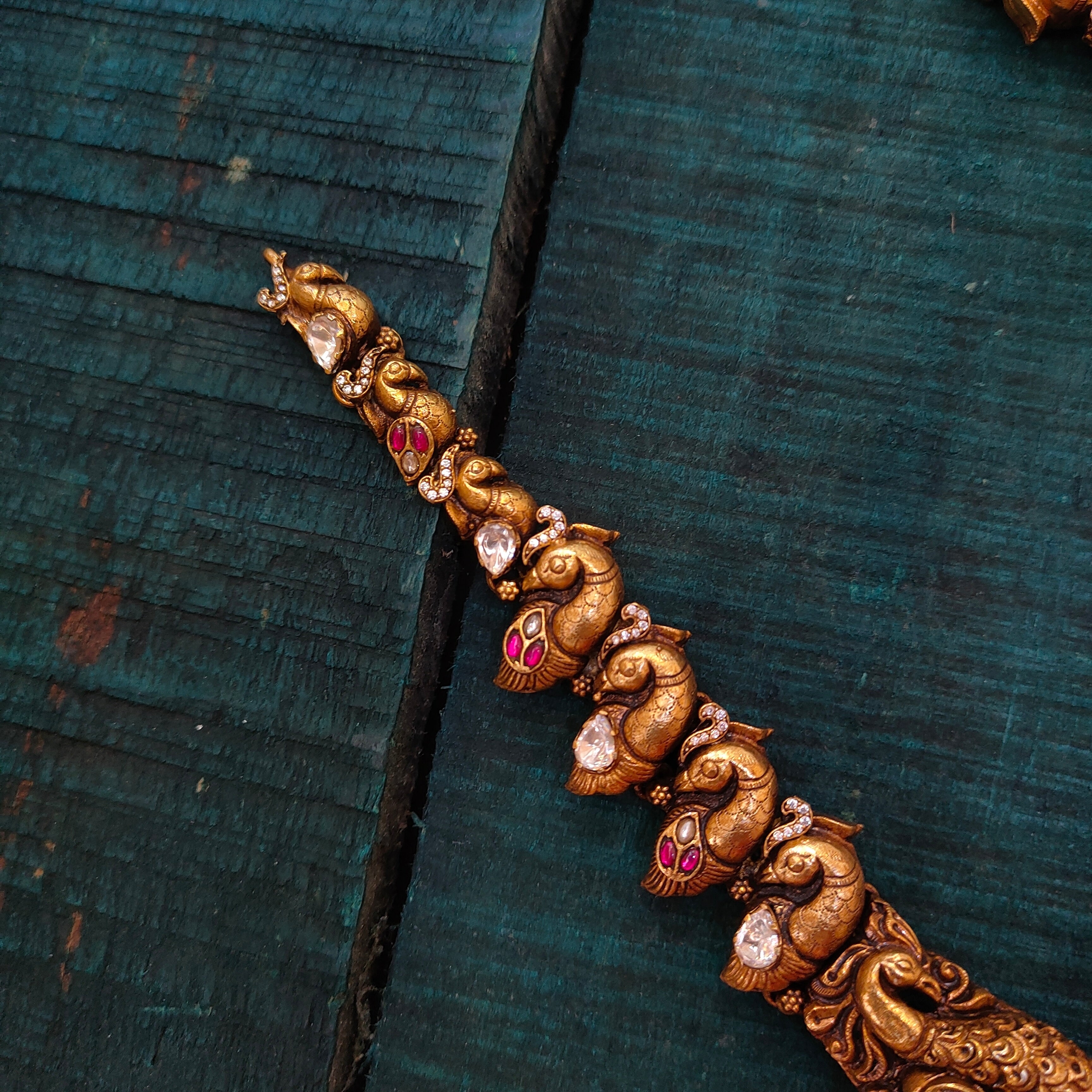 925 Silver Elephant with Peacock Haram -1433