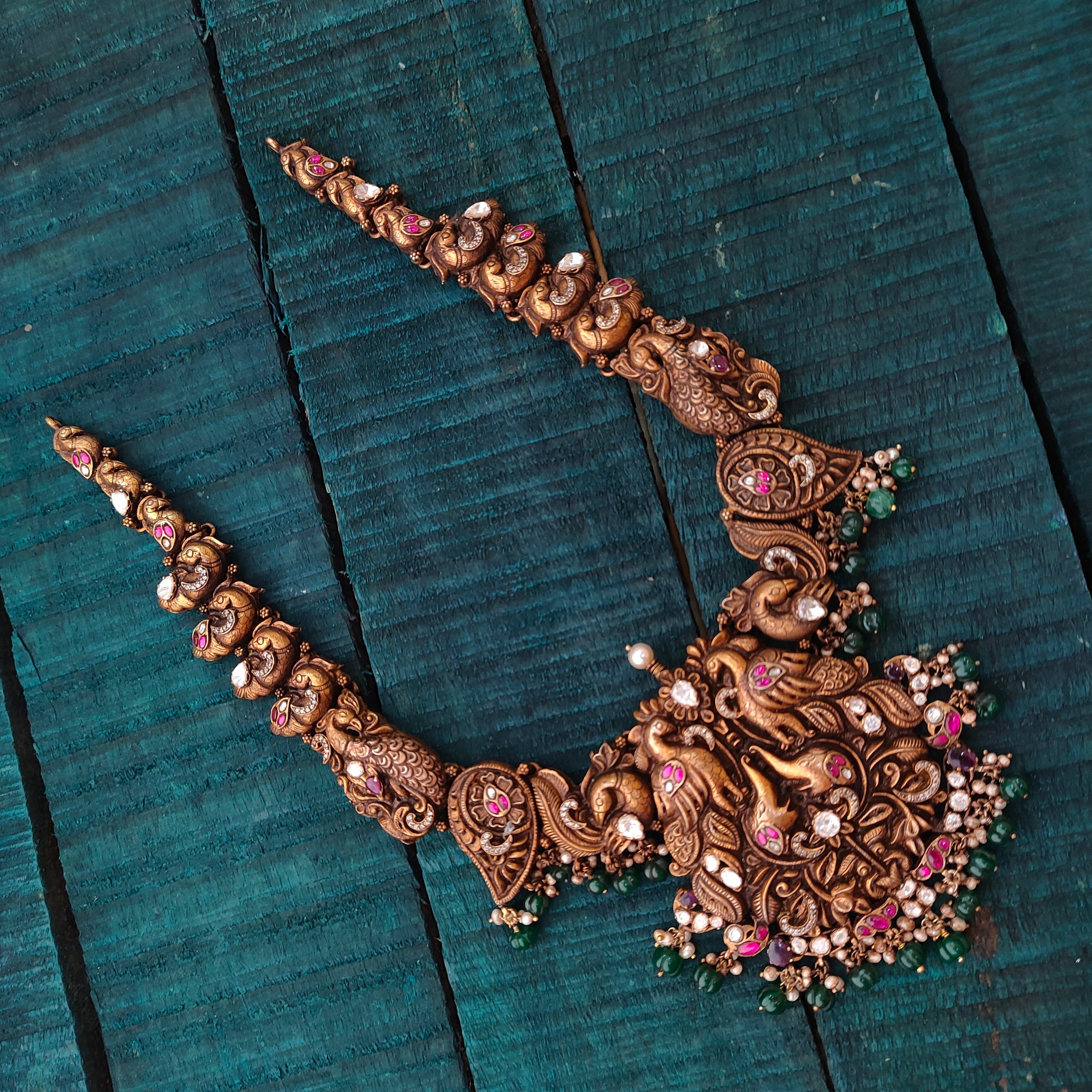 925 Silver Elephant with Peacock Haram -1433