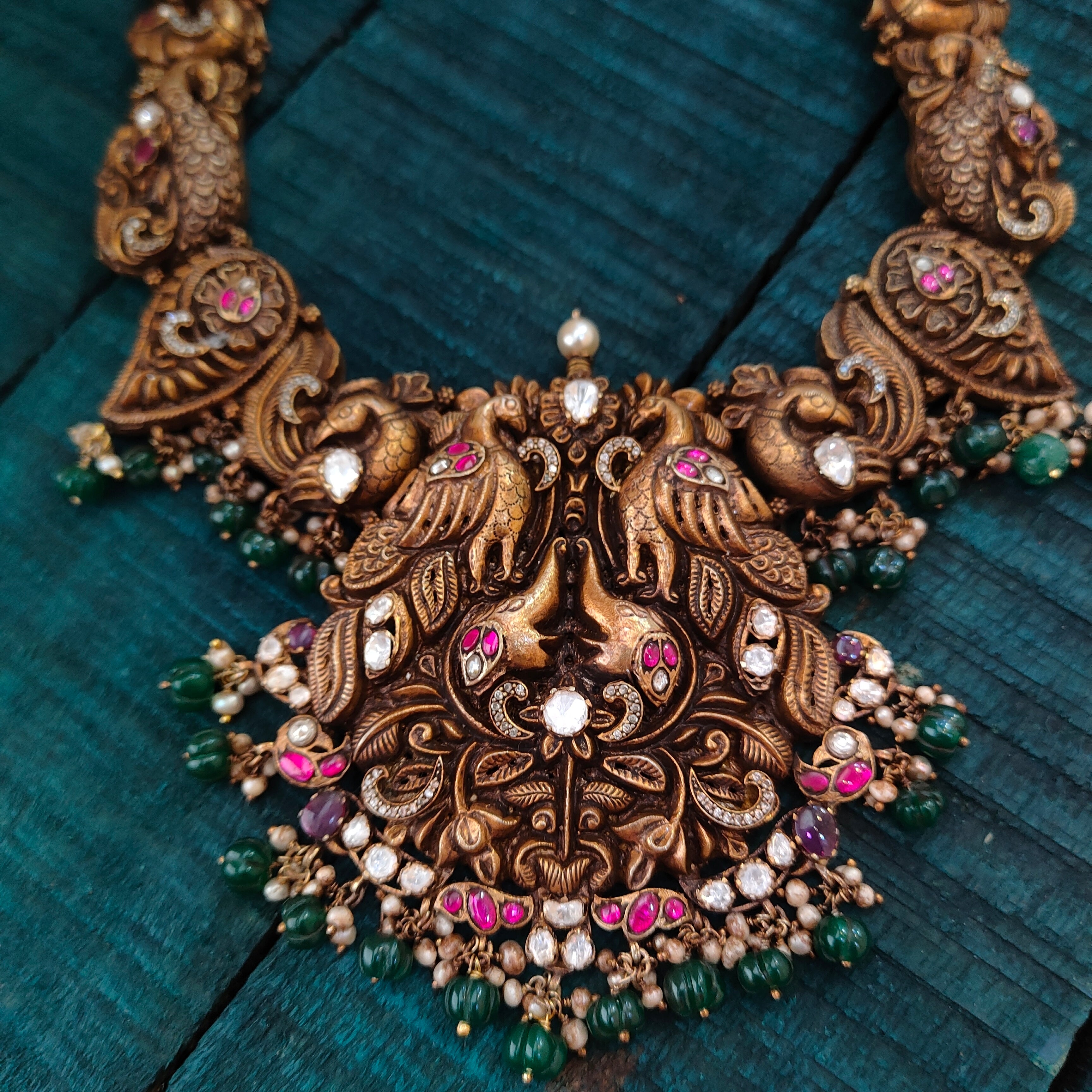 925 Silver Elephant with Peacock Haram -1433