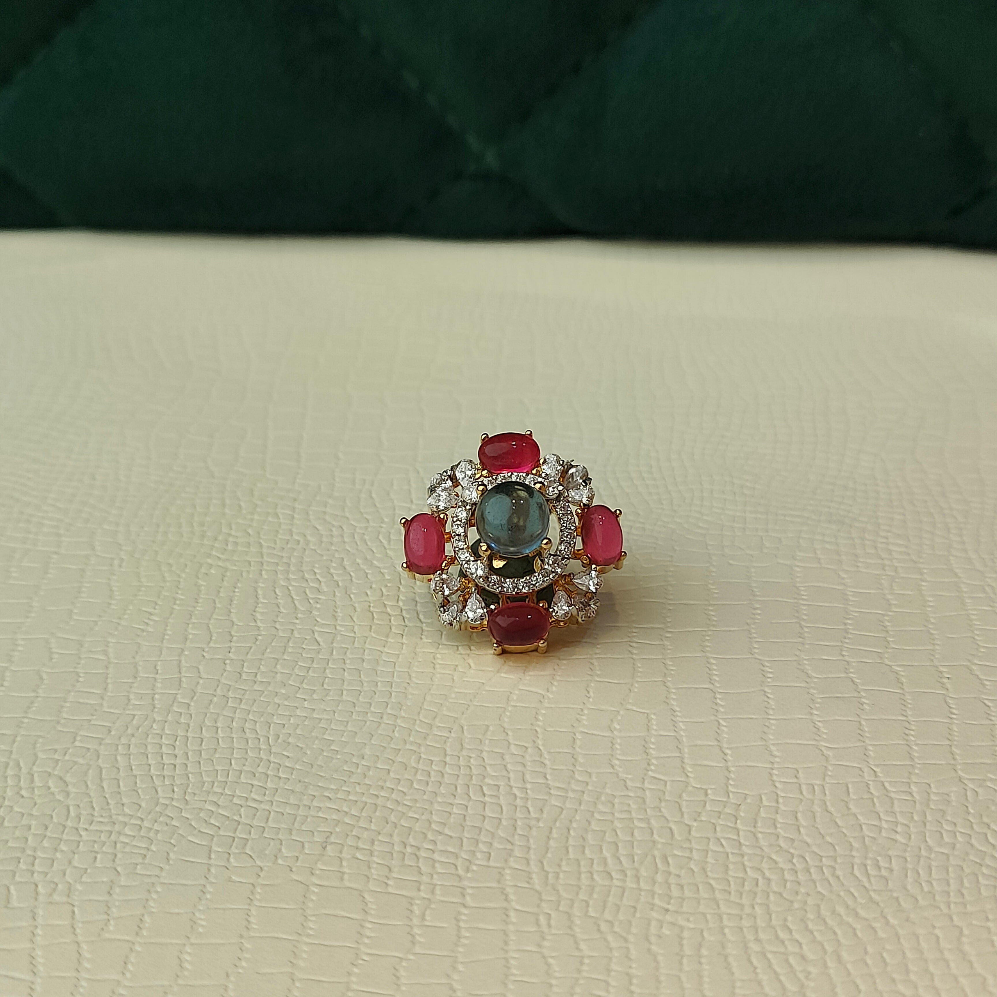 925 Silver Ruby Floral Pendant- 1484