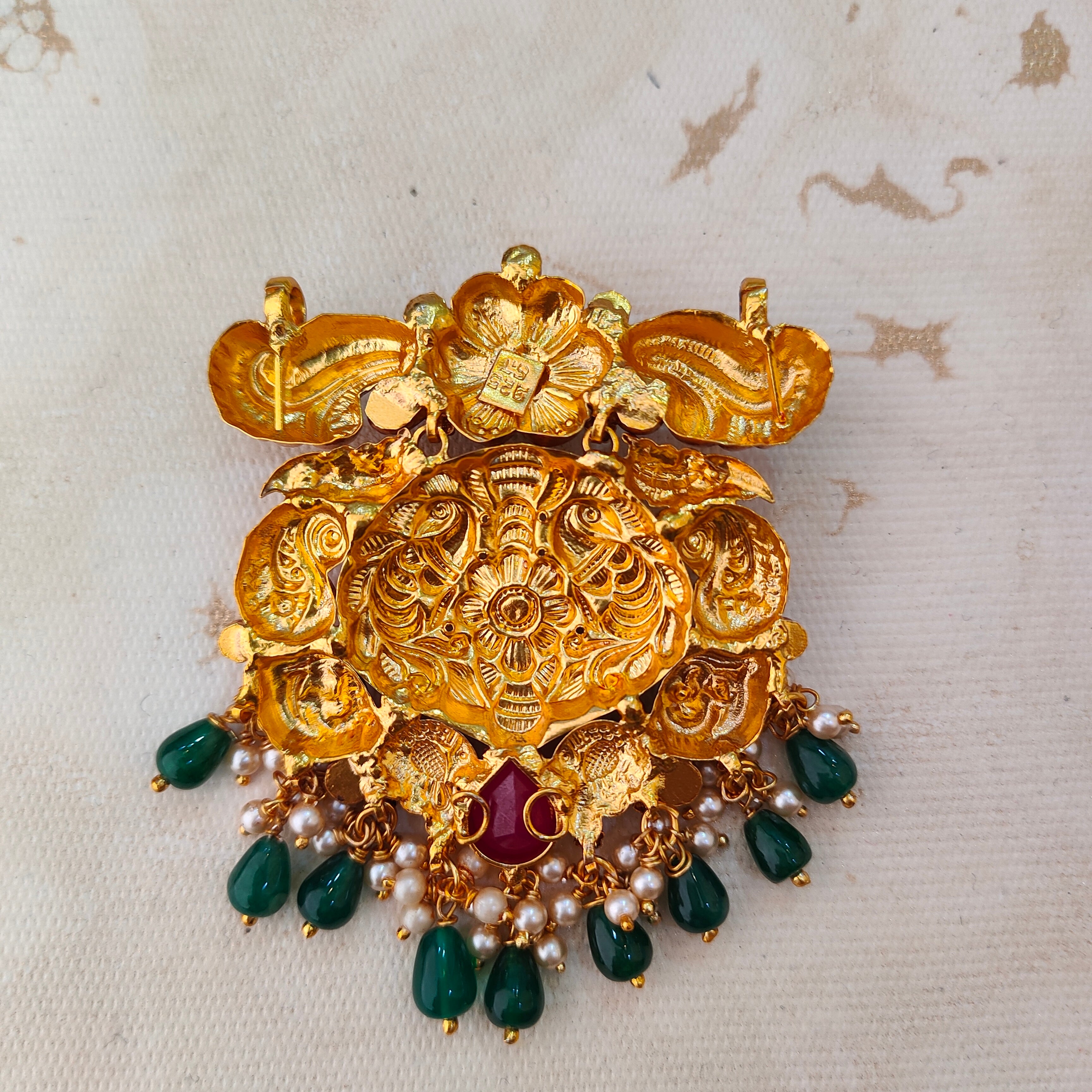 925 Silver Gold plated Flower Pendant-1213