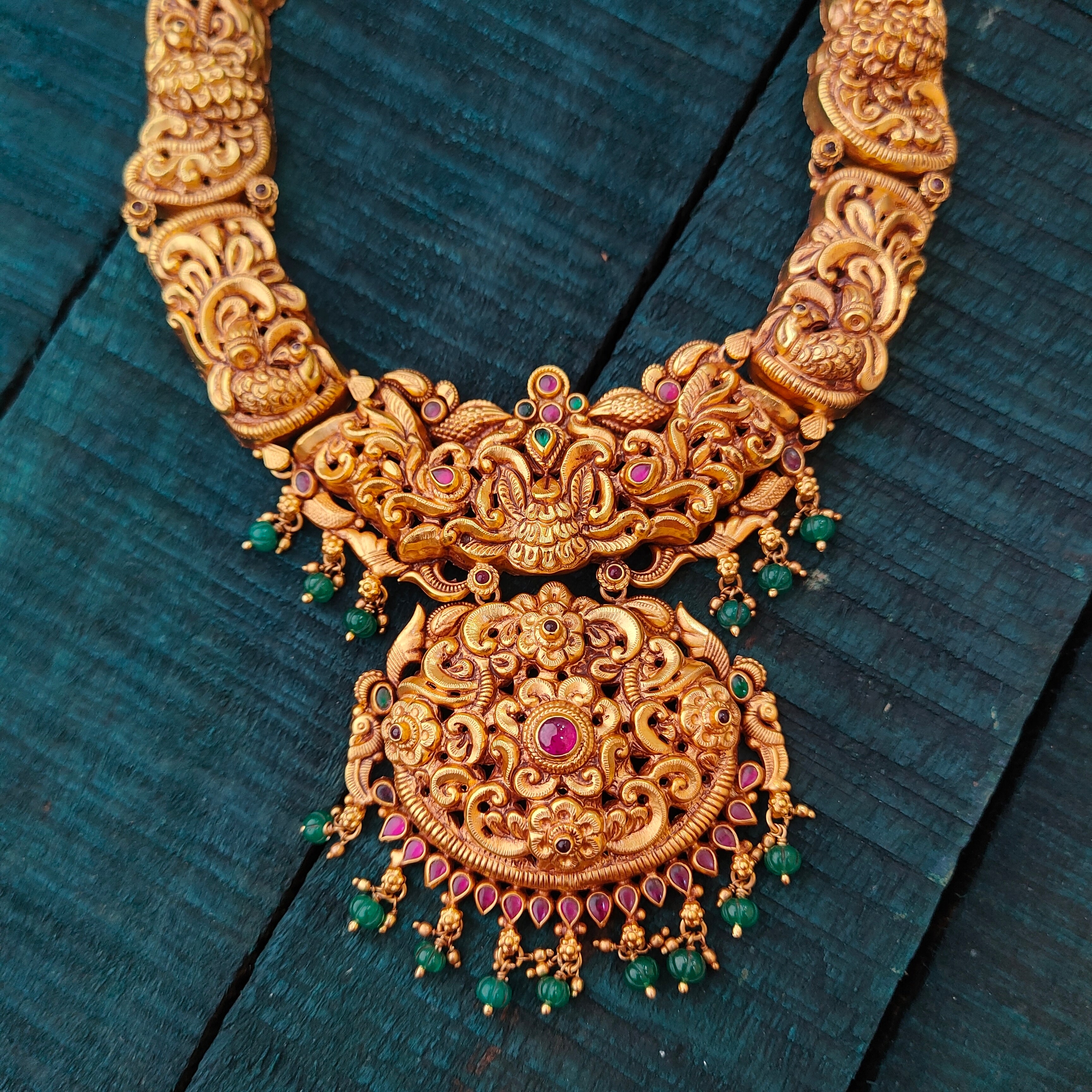 925 Silver Flower with Peacock Haram -1429