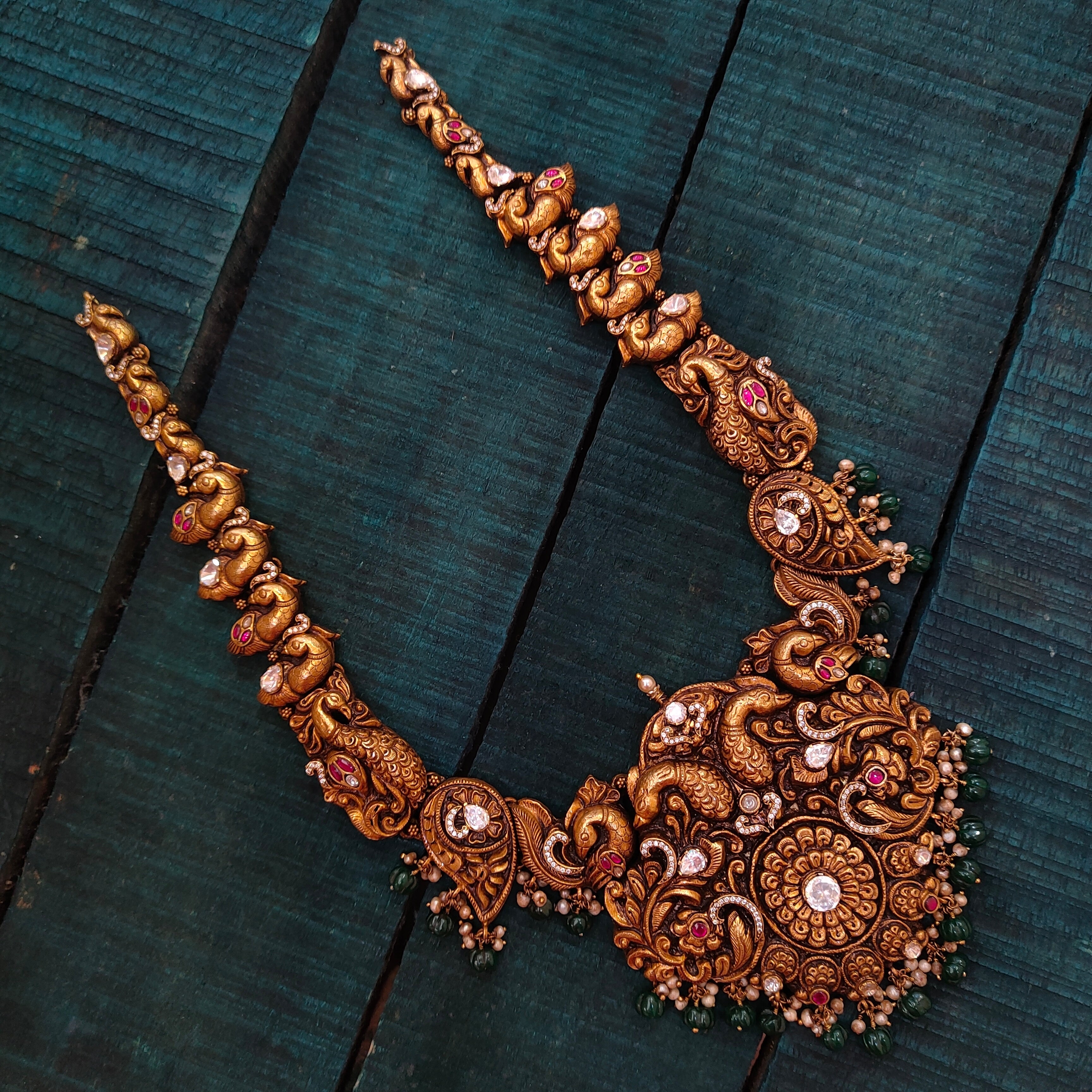 925 Silver Flower with Peacock Haram -1432