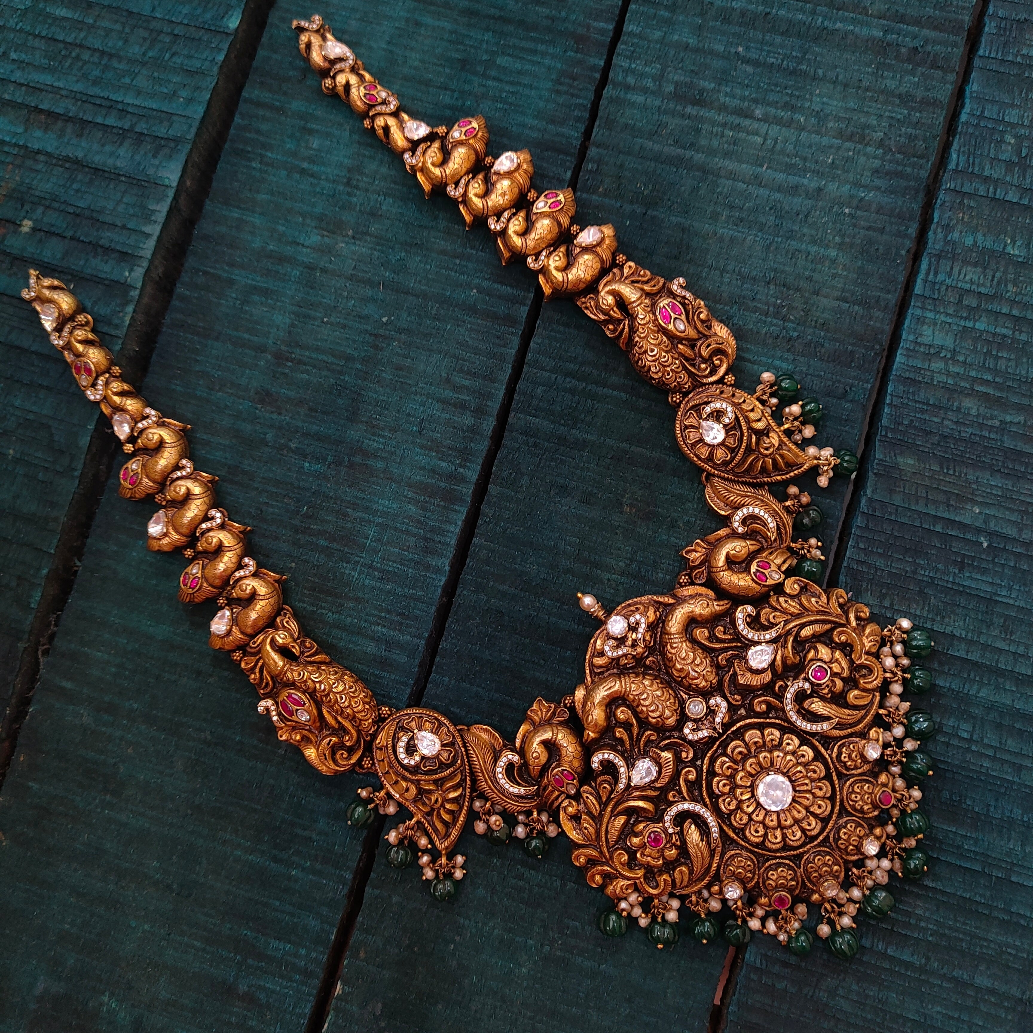 925 Silver Flower with Peacock Haram -1432