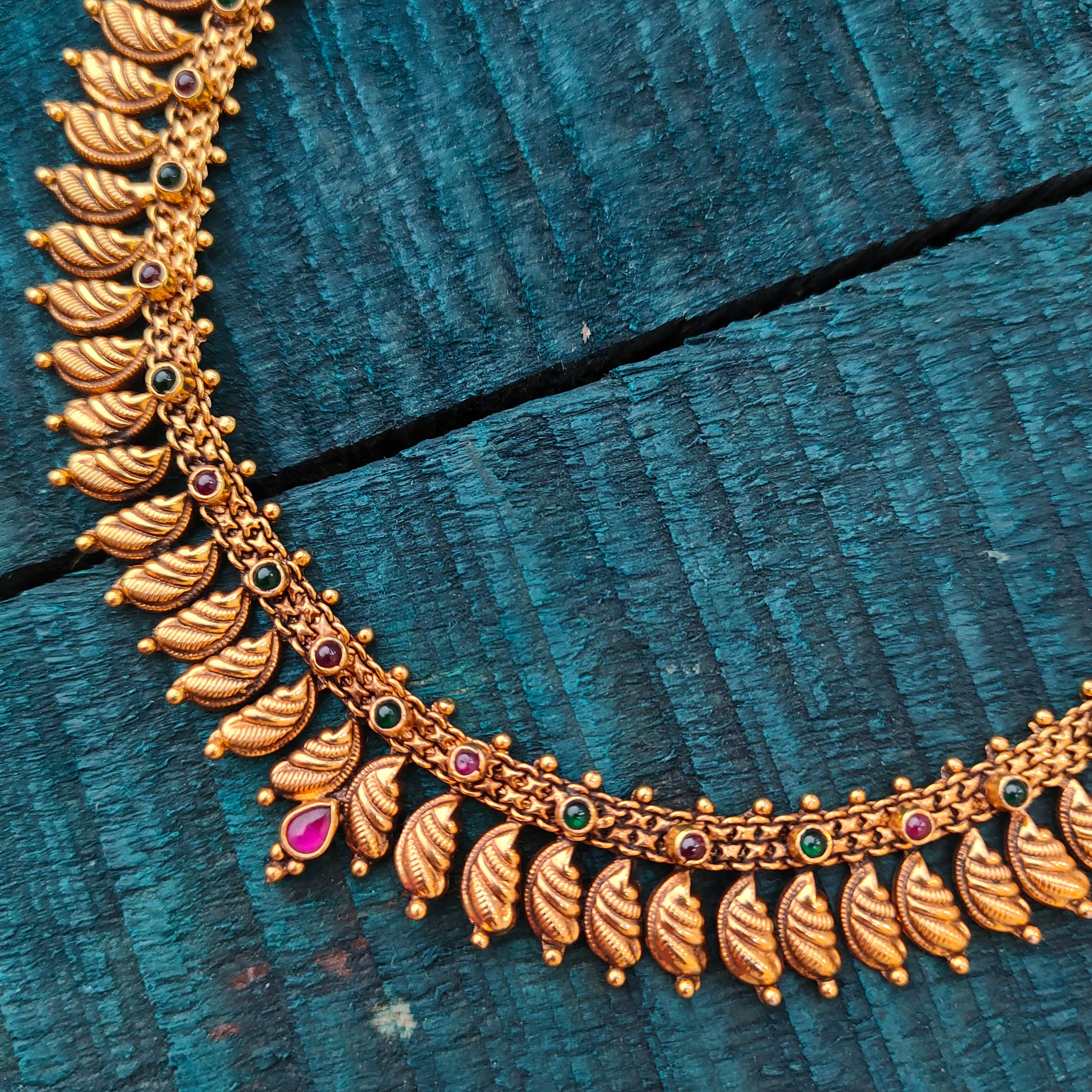 925 Silver Gold Plated Leaf Necklace-4120