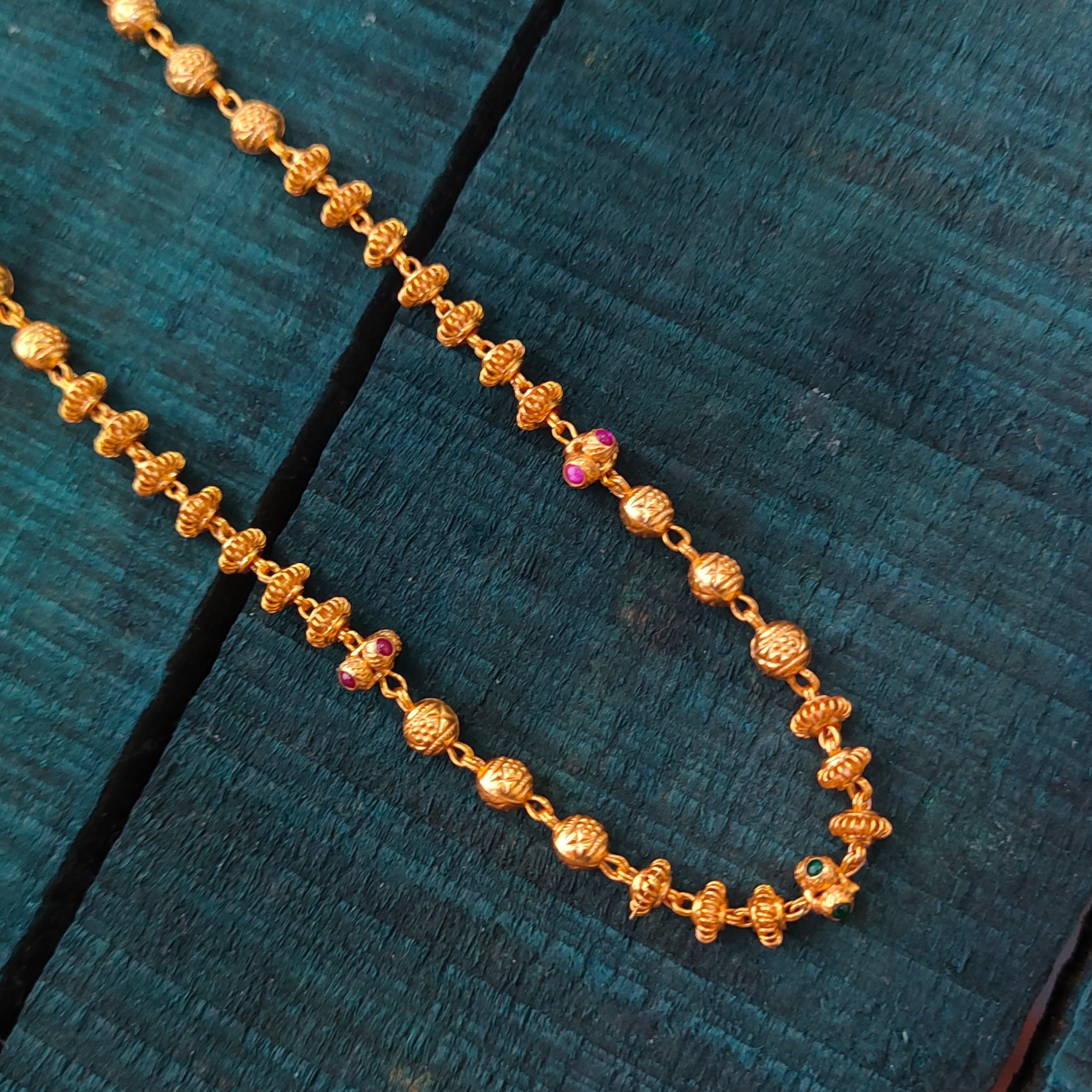 925 Silver Gold Plated Ball Chain-1450