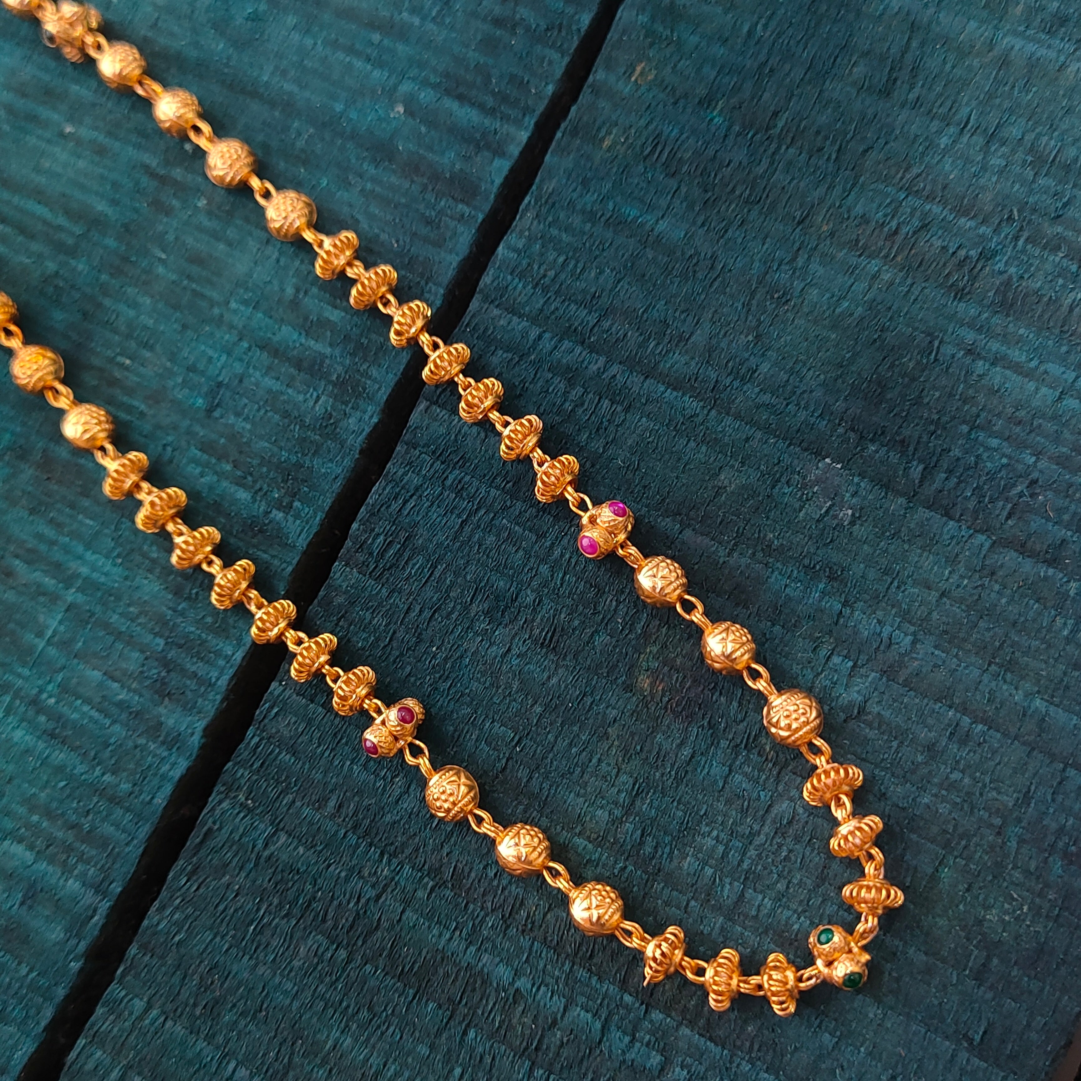 925 Silver Gold Plated Ball Chain-1450