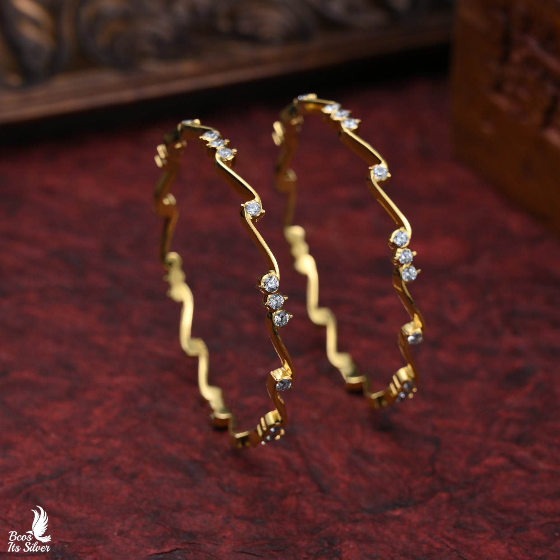 Gold Plated Close settings bangle- 4086