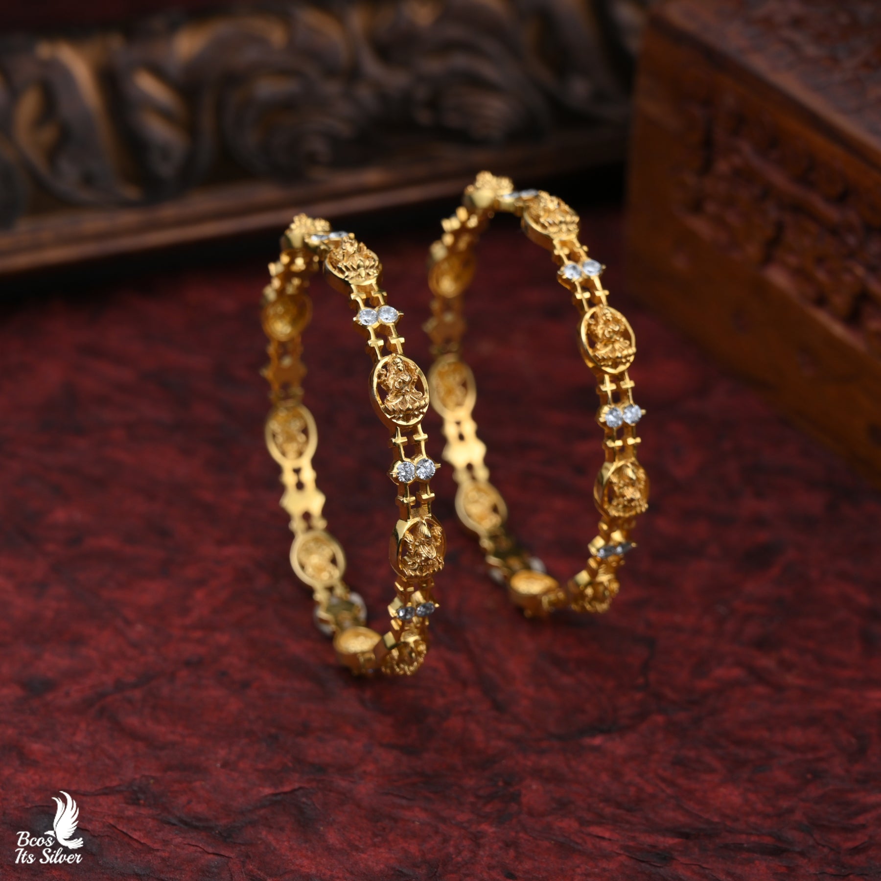 Gold Plated Close settings bangle - 4081 - Size 2.6