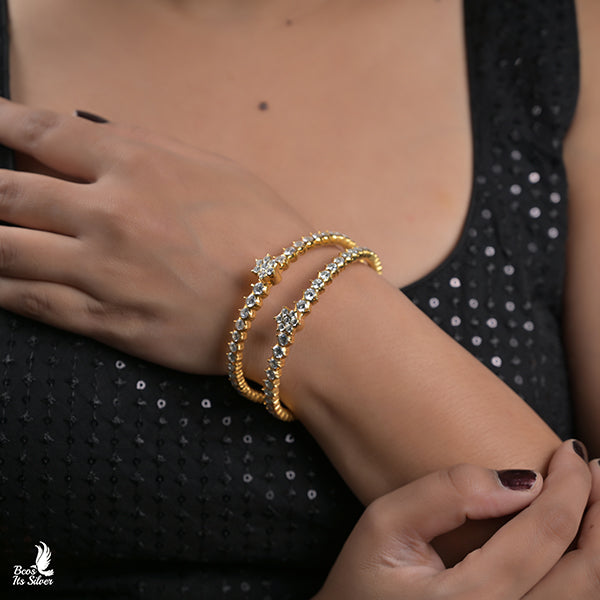 925 Silver Closs setting Bangle -1025 (MADE TO ORDER)