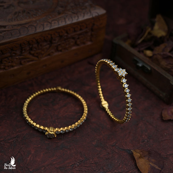 925 Silver Closs setting Bangle -1025 (MADE TO ORDER)