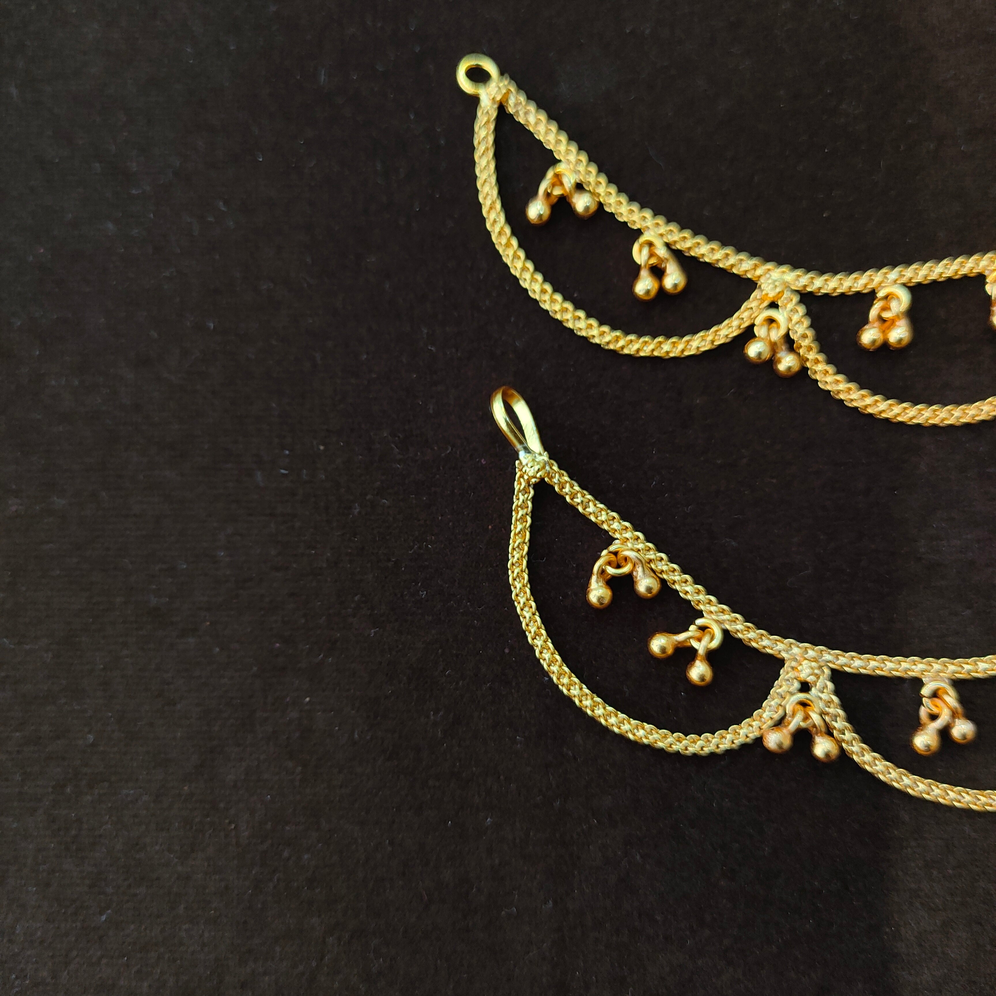 925 Silver Gold Plated Beads Earchain -1348