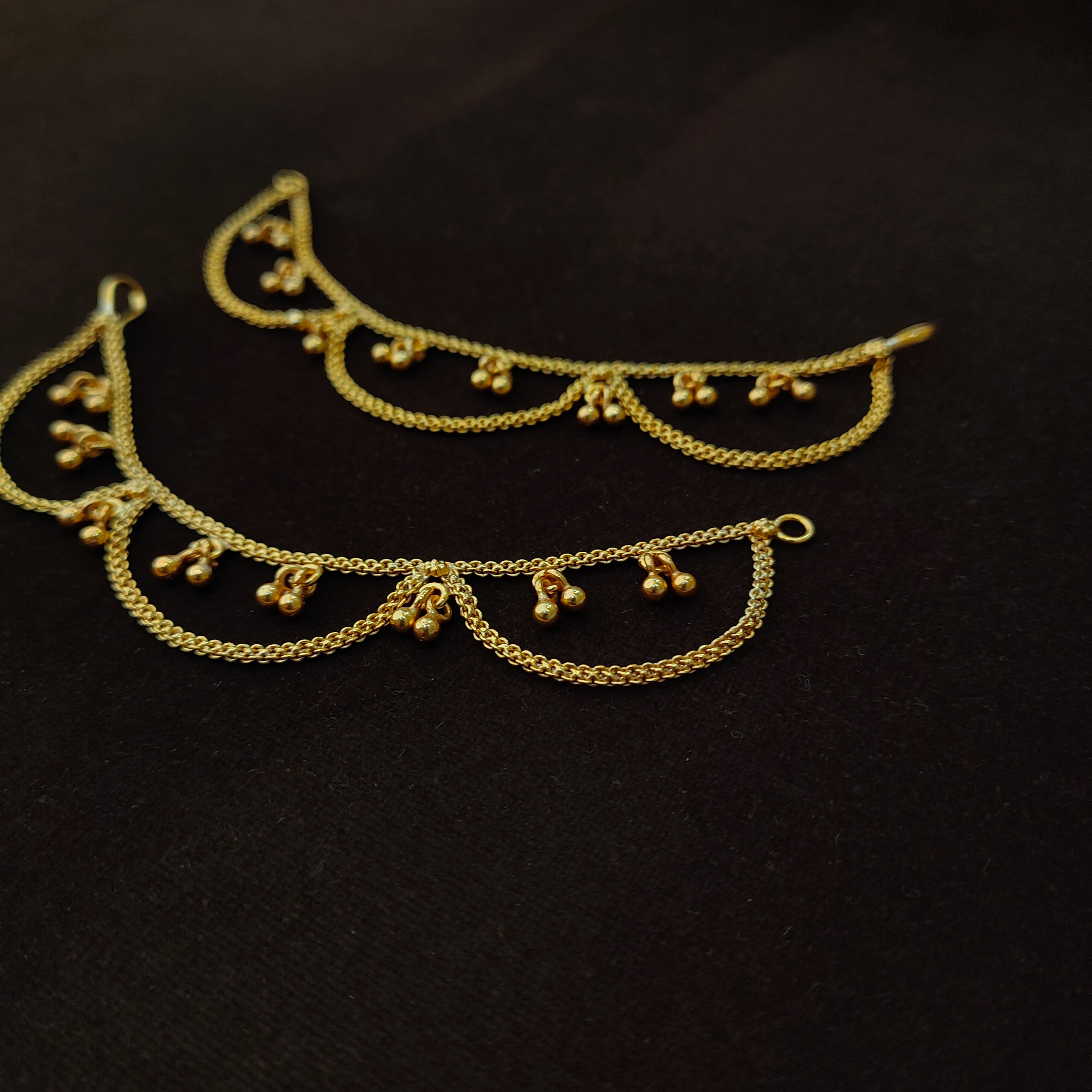 925 Silver Gold Plated Beads Earchain -1348