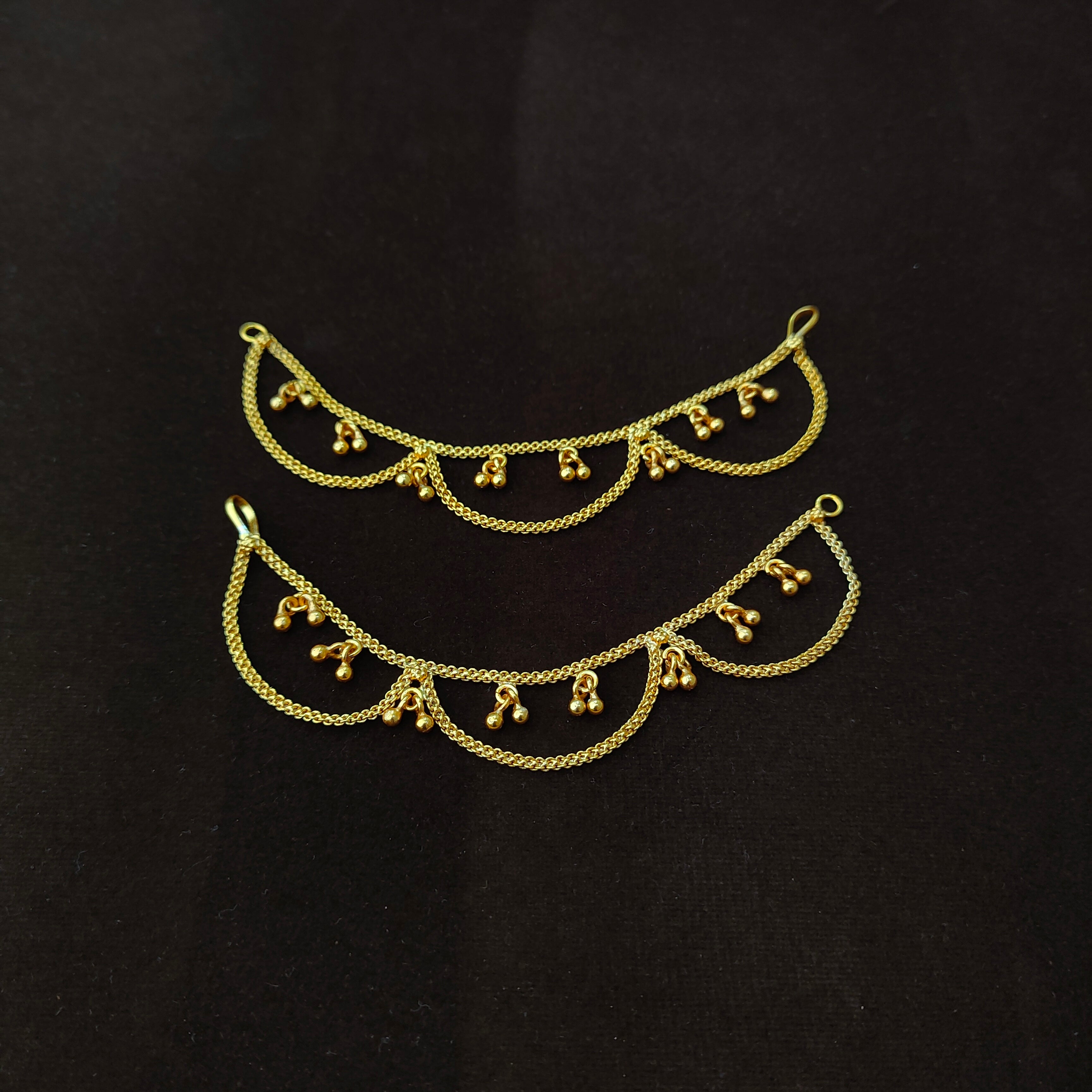 925 Silver Gold Plated Beads Earchain -1348