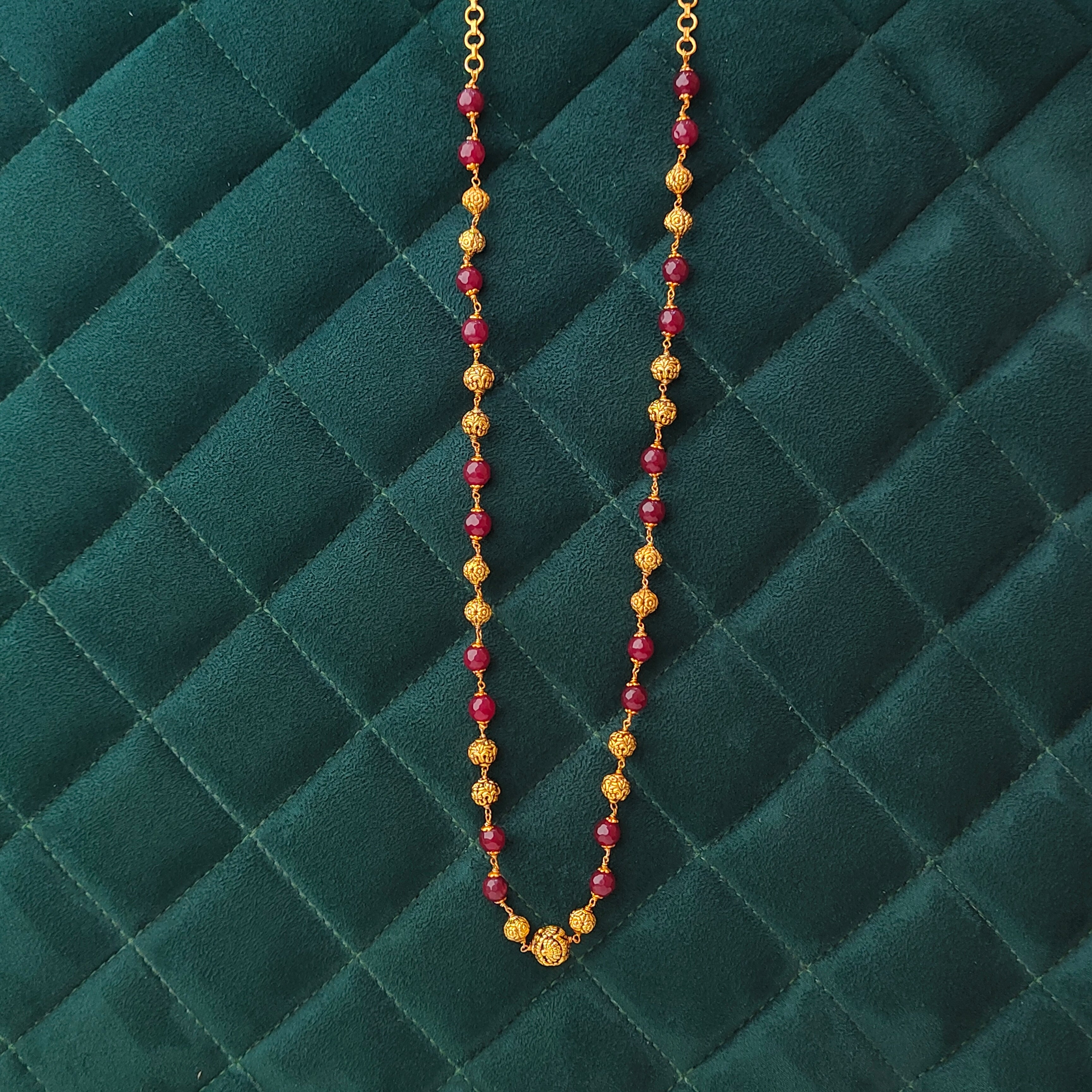 925 Silver Gold Plated Beads Mala -5592