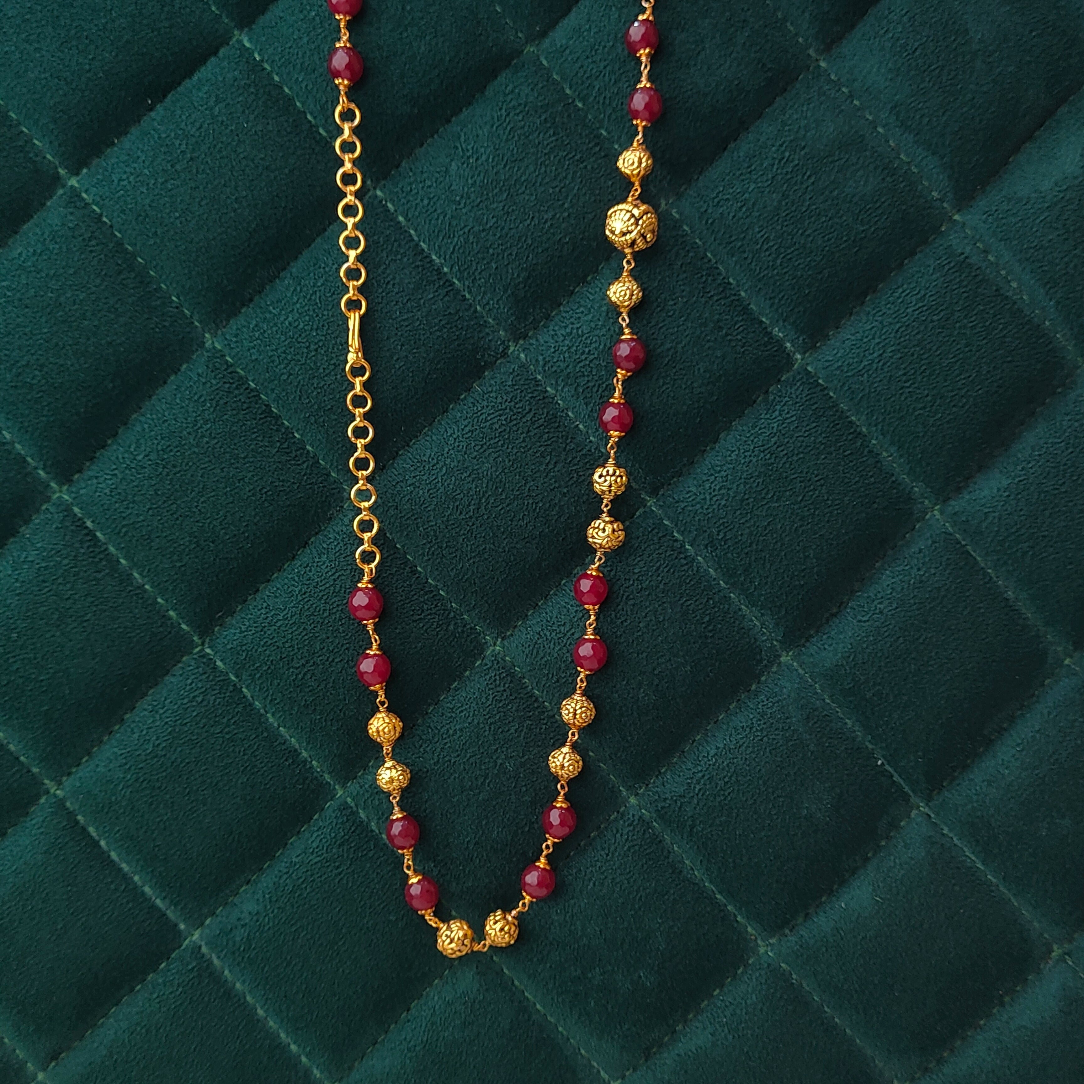 925 Silver Gold Plated Beads Mala -5592