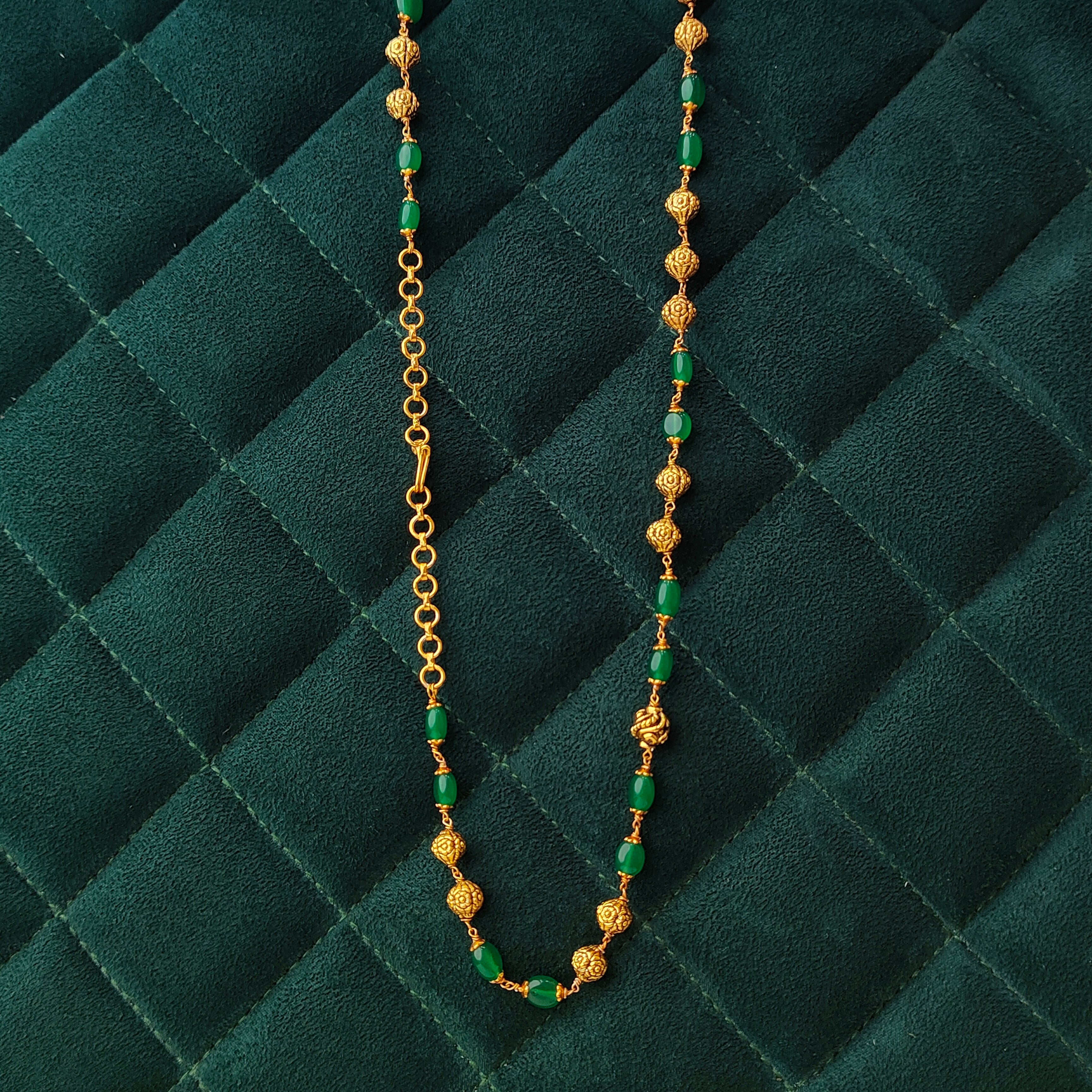 925 Silver Gold Plated Beads Mala -5594