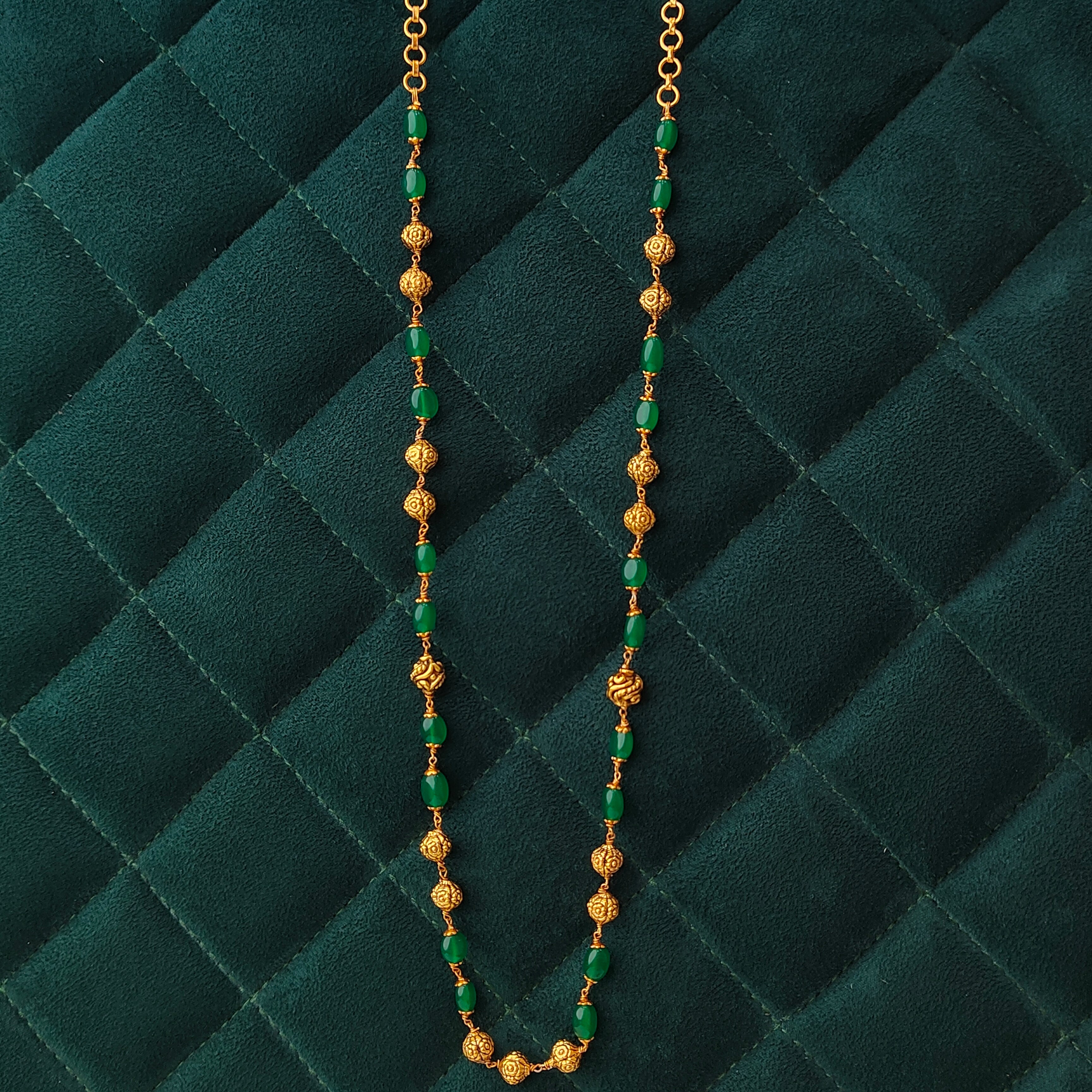 925 Silver Gold Plated Beads Mala -5594