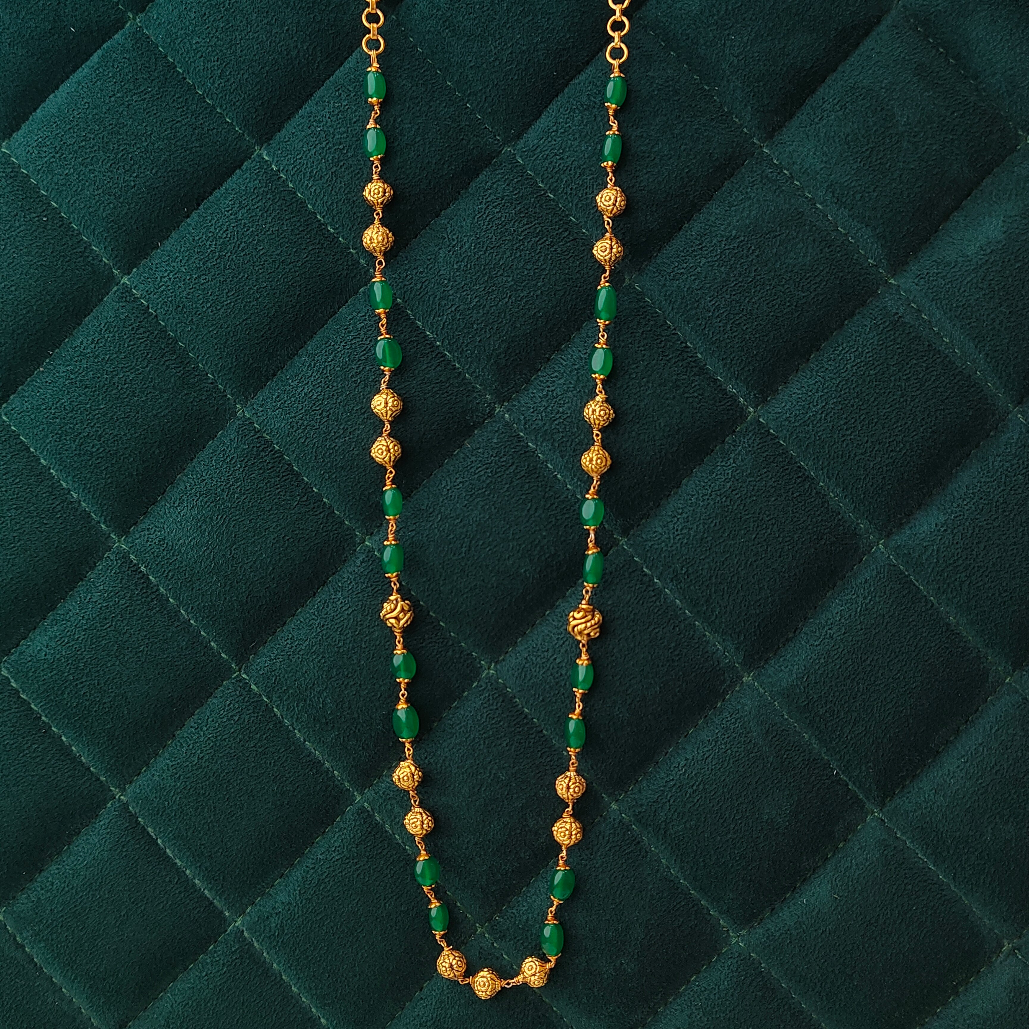 925 Silver Gold Plated Beads Mala -5594