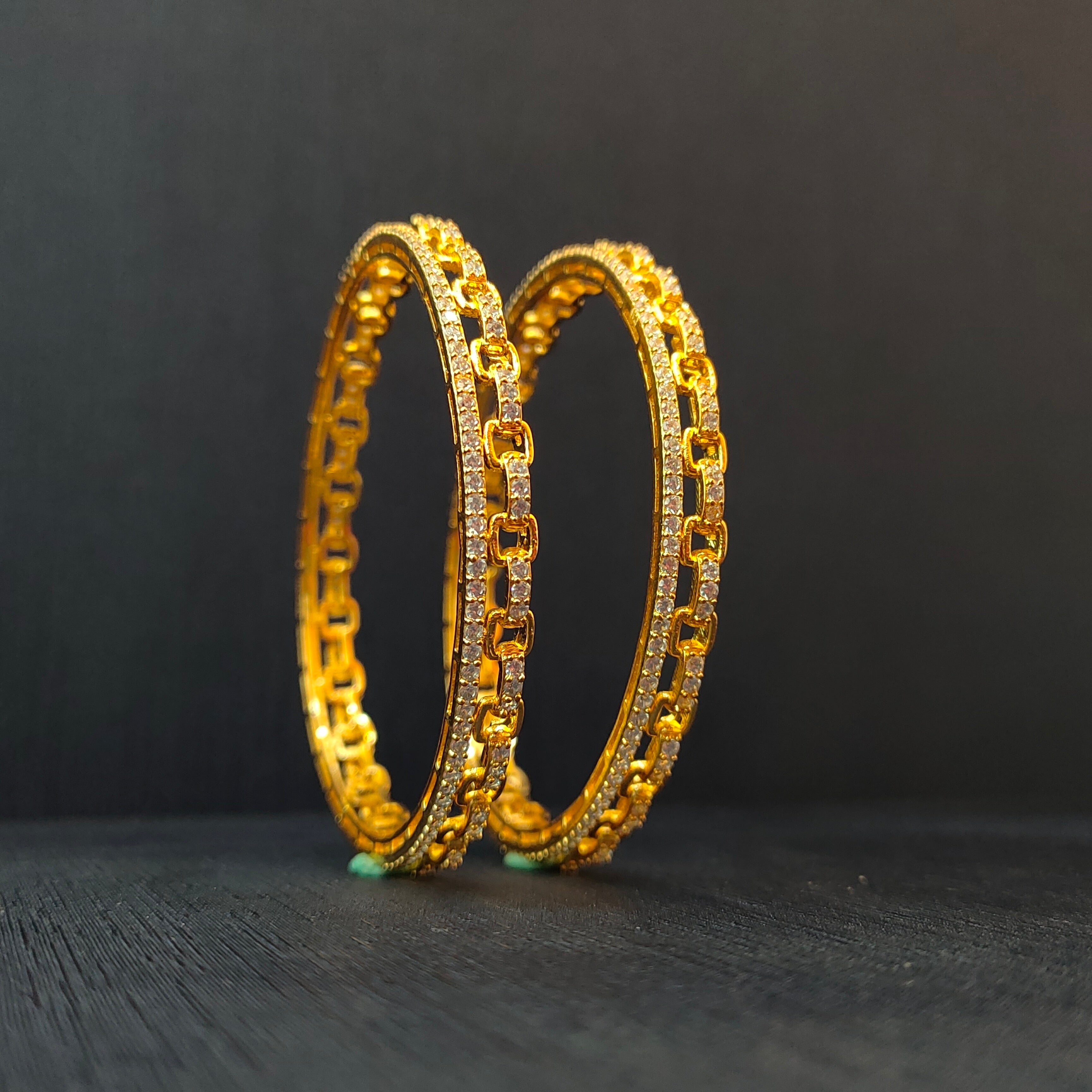 925 Silver CZ Stone Turkish Bangle-1372 - Size 2.6