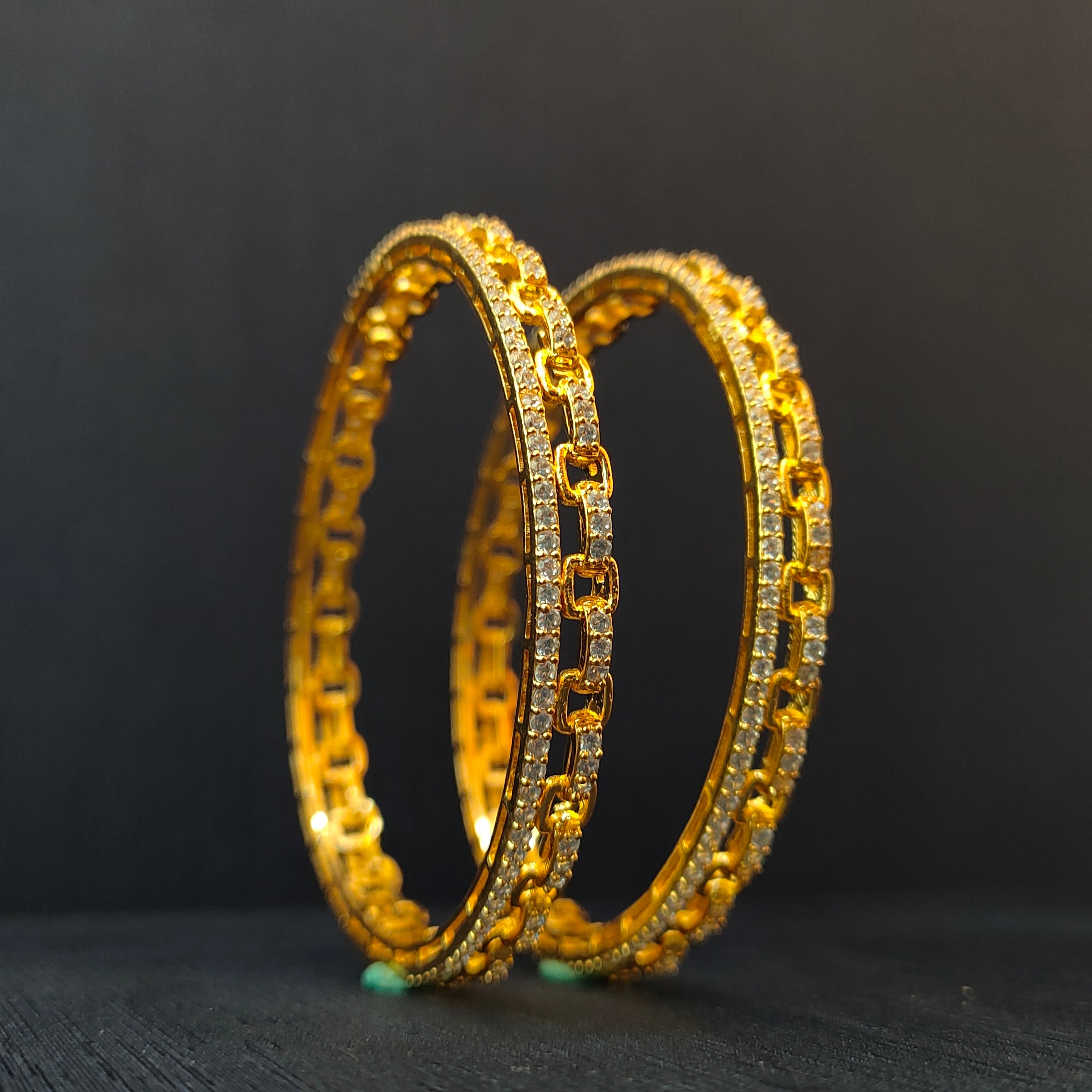 925 Silver CZ Stone Turkish Bangle-1372 - Size 2.6