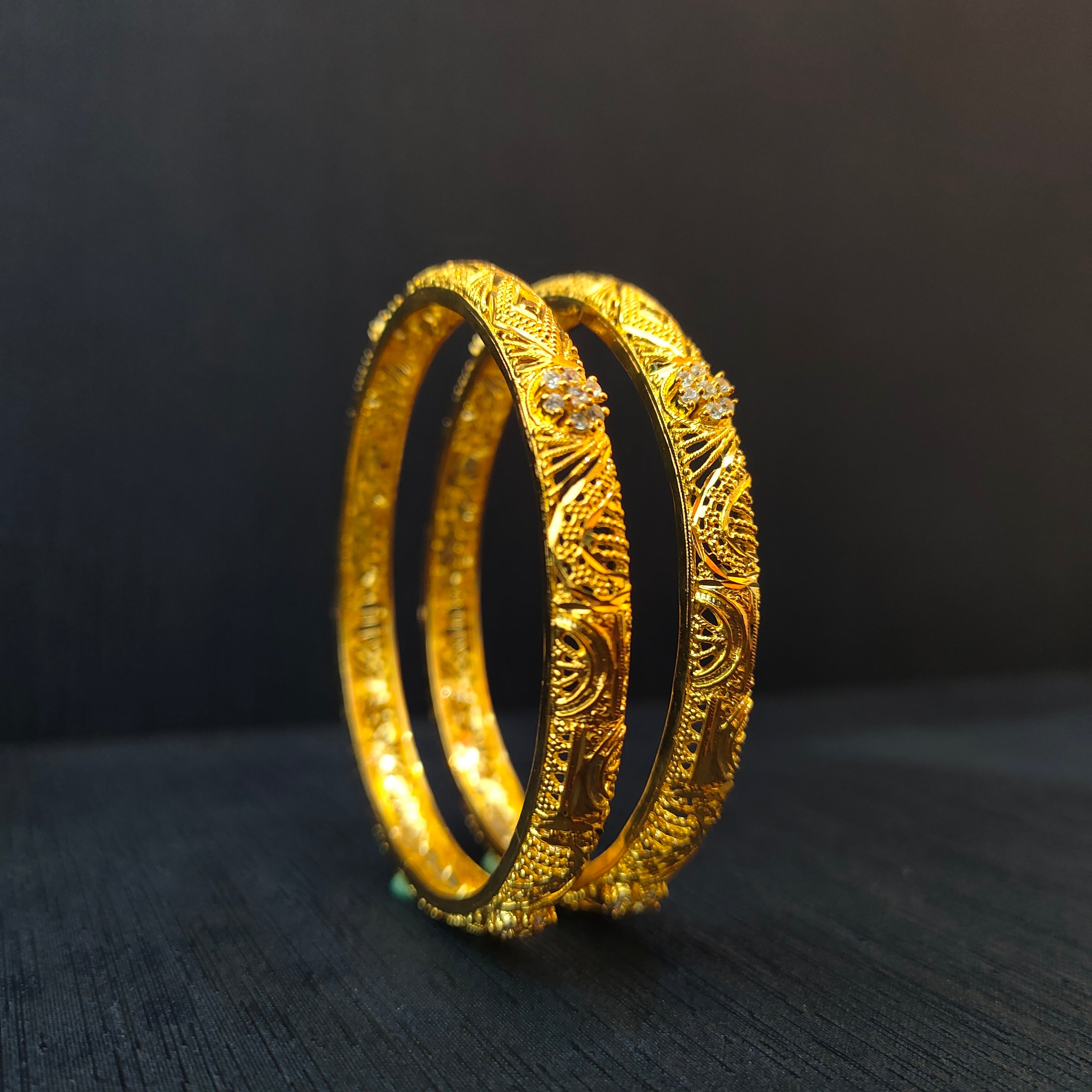 925 Silver CZ Stone Turkish Bangle-1375 - Size 2.6