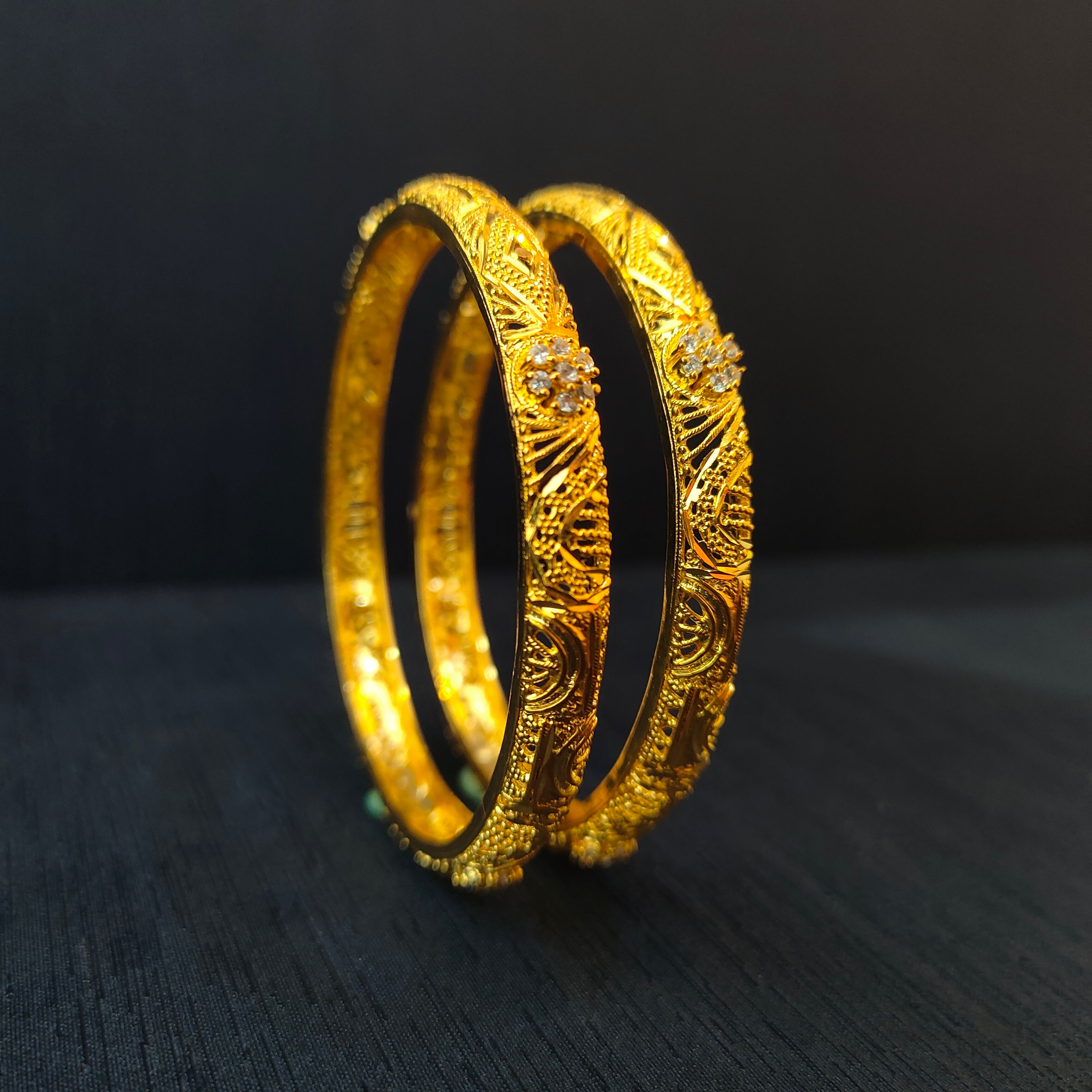 925 Silver CZ Stone Turkish Bangle-1375 - Size 2.6