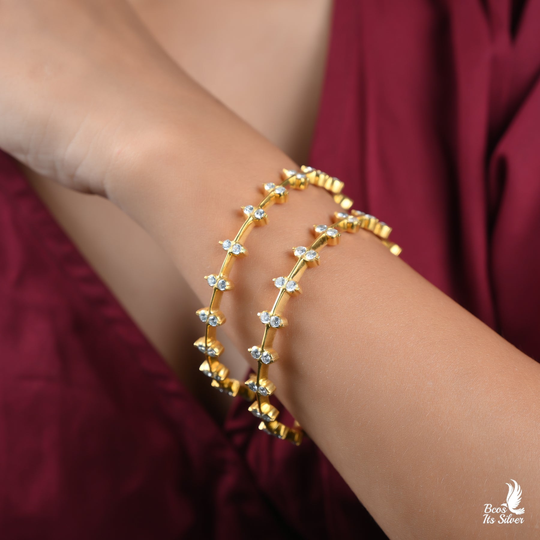 Gold Plated Close settings bangle- 3006