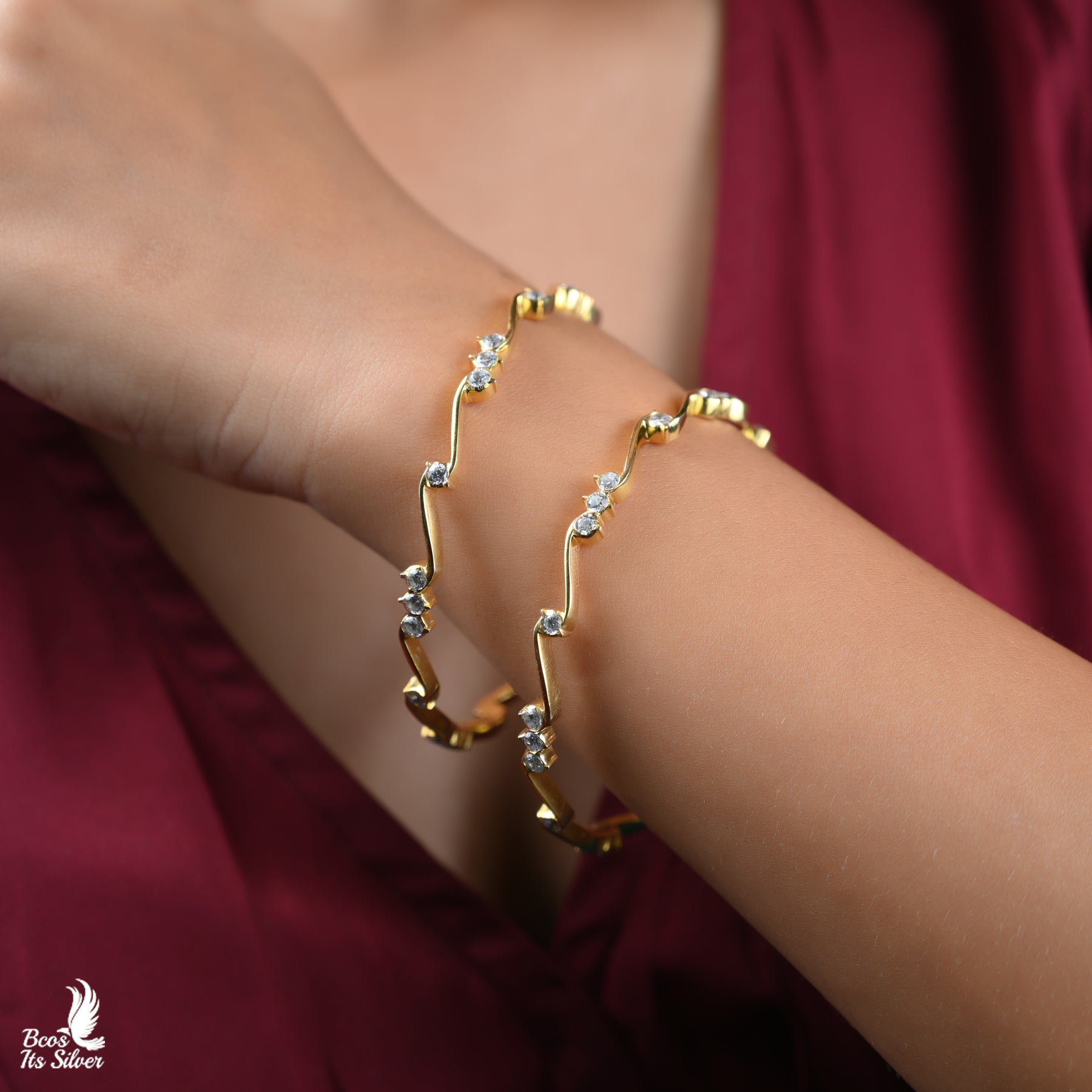 Gold Plated Close settings bangle- 4086