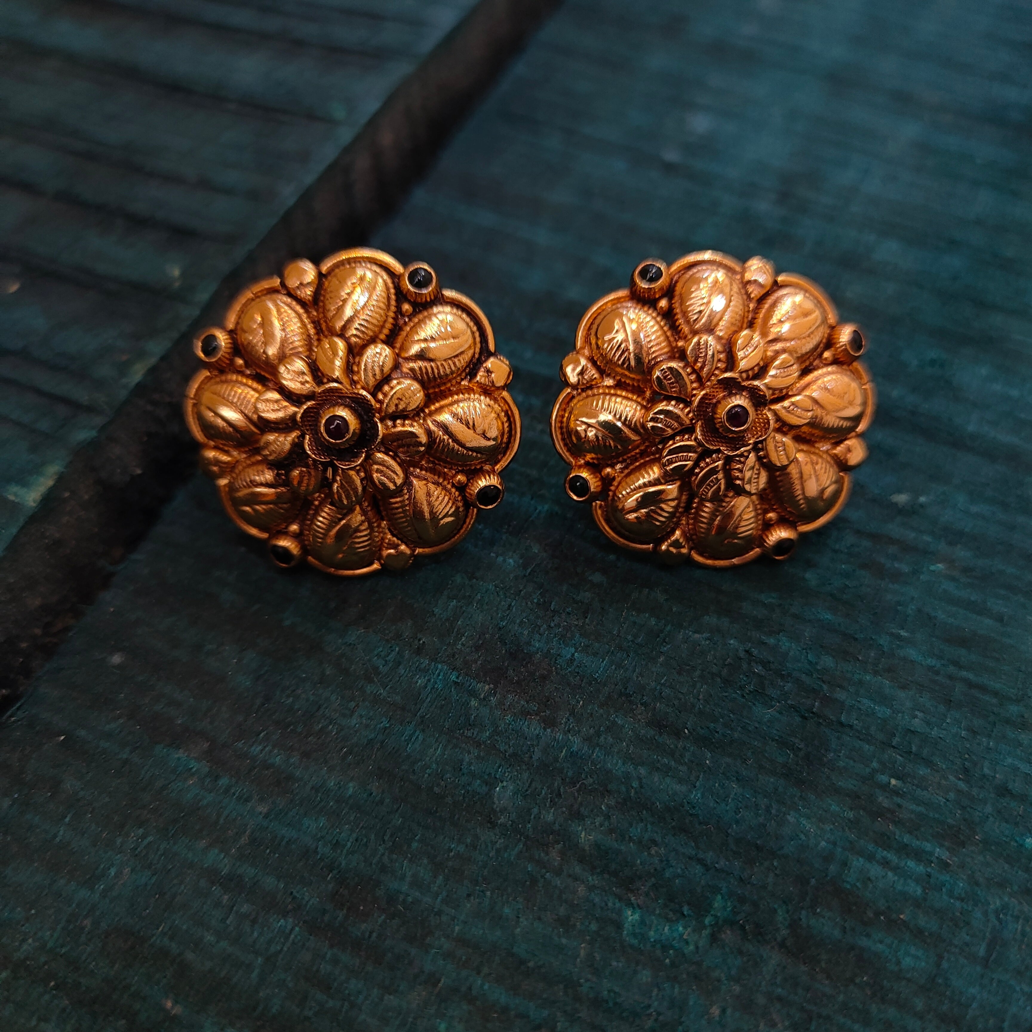 925 Silver Gold Plated Floral Earstud -1395