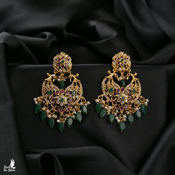 925 Silver Gold Plated Flower Earring-1003