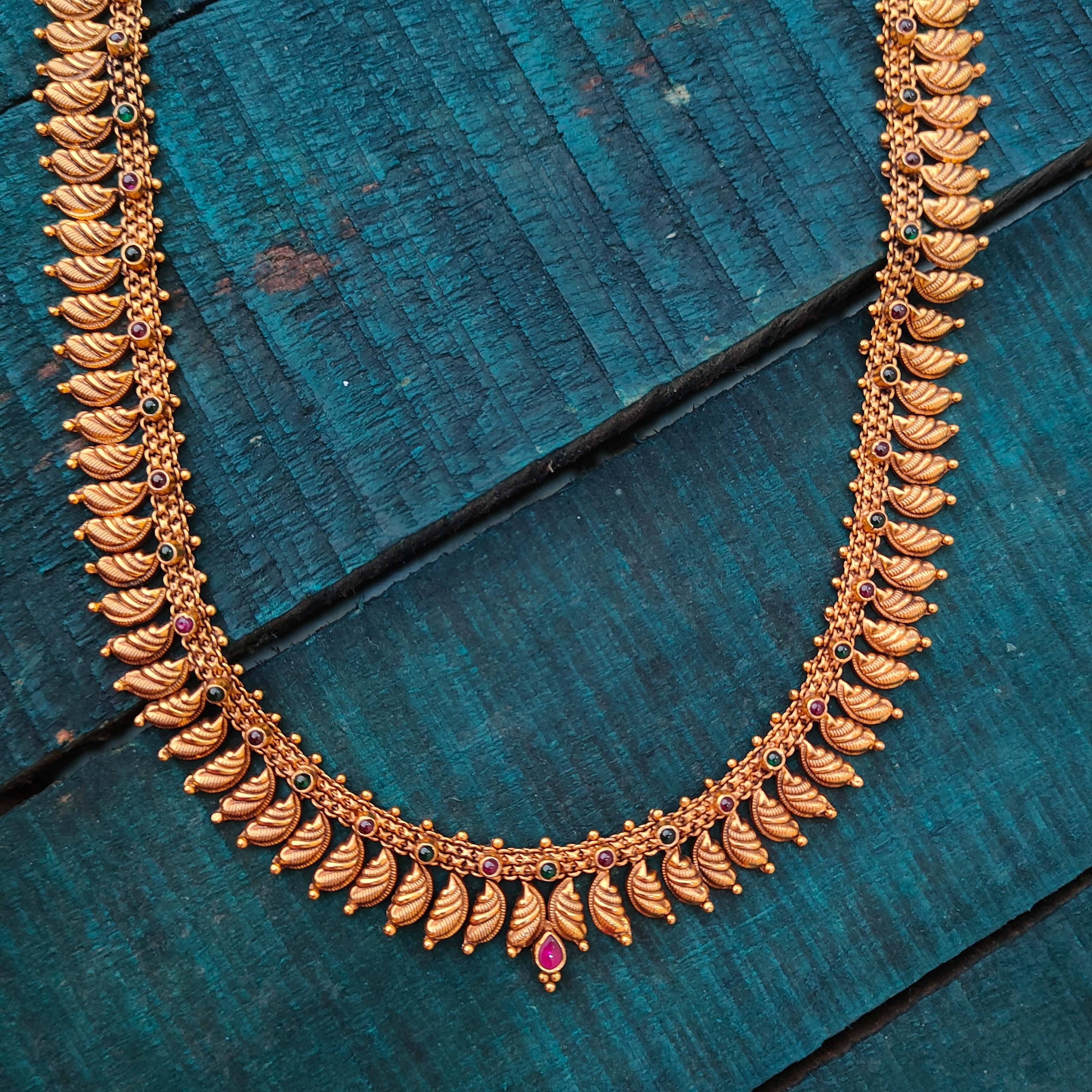 925 Silver Gold Plated Leaf Haram -4111