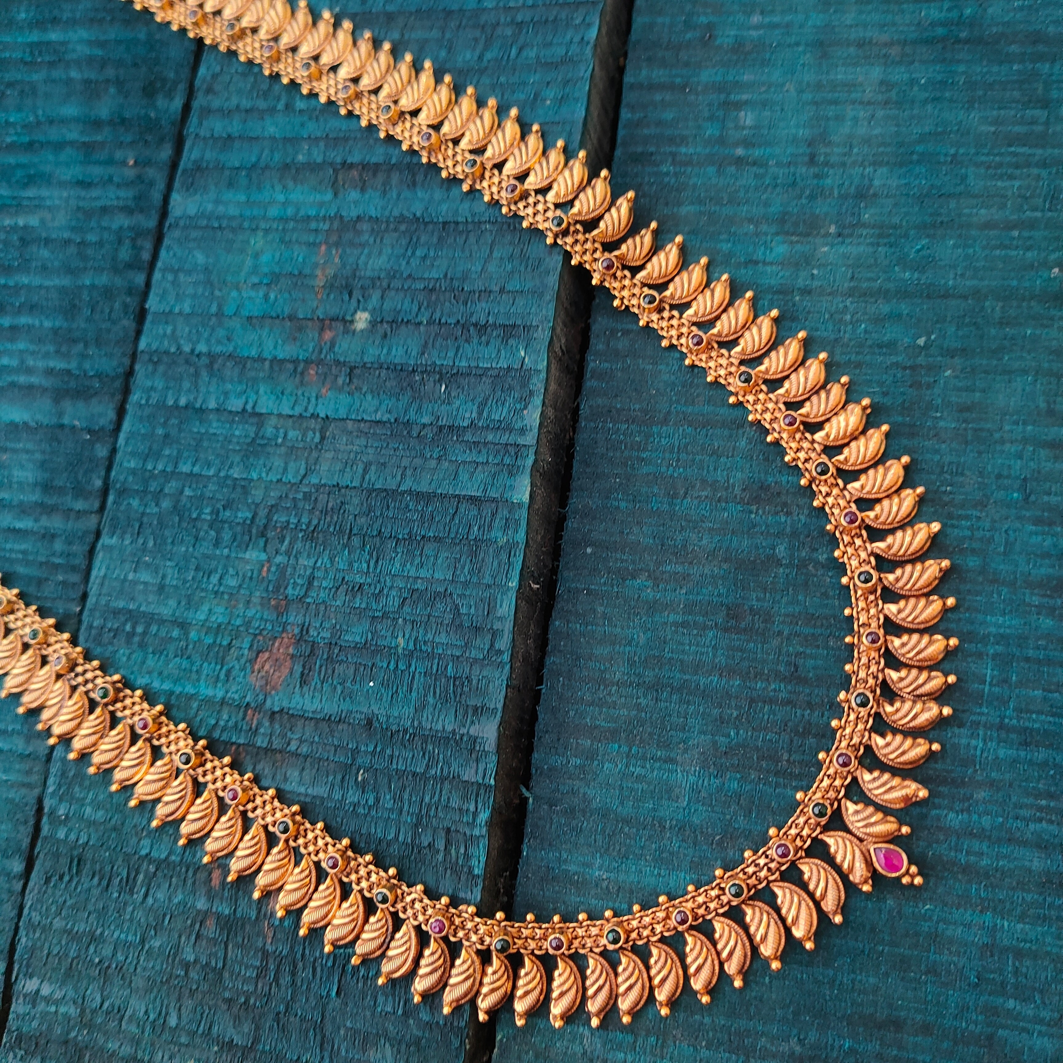 925 Silver Gold Plated Leaf Haram -4111