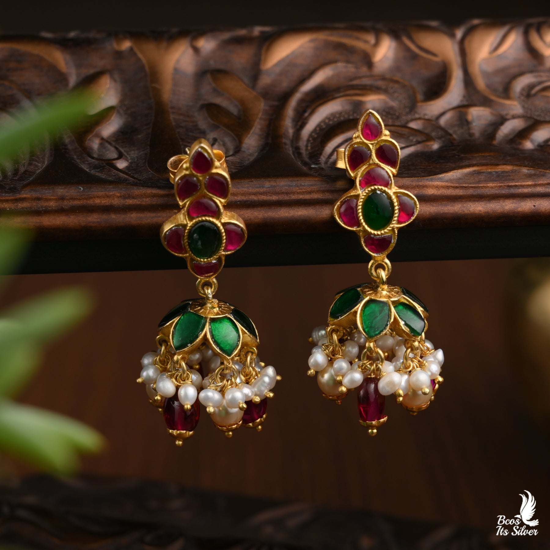 925 Silver Kundan Jhumka - 3891