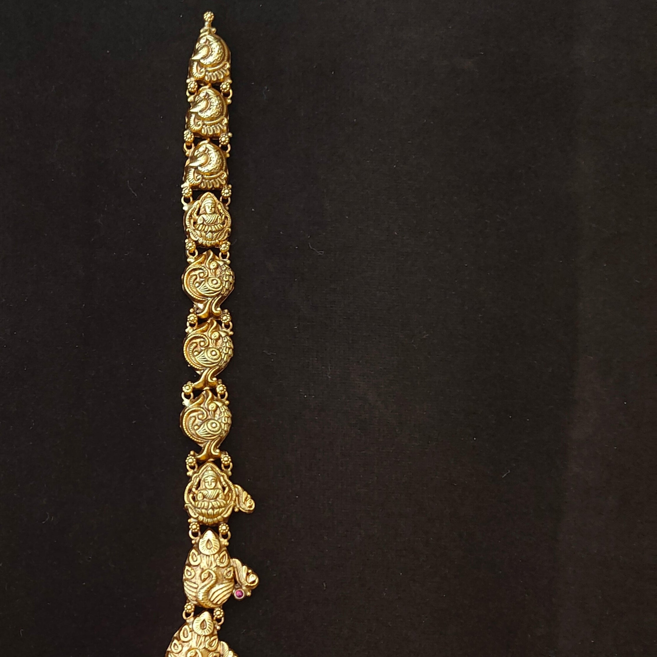 925 Silver Gold Plated Lakshmi Haram-1896