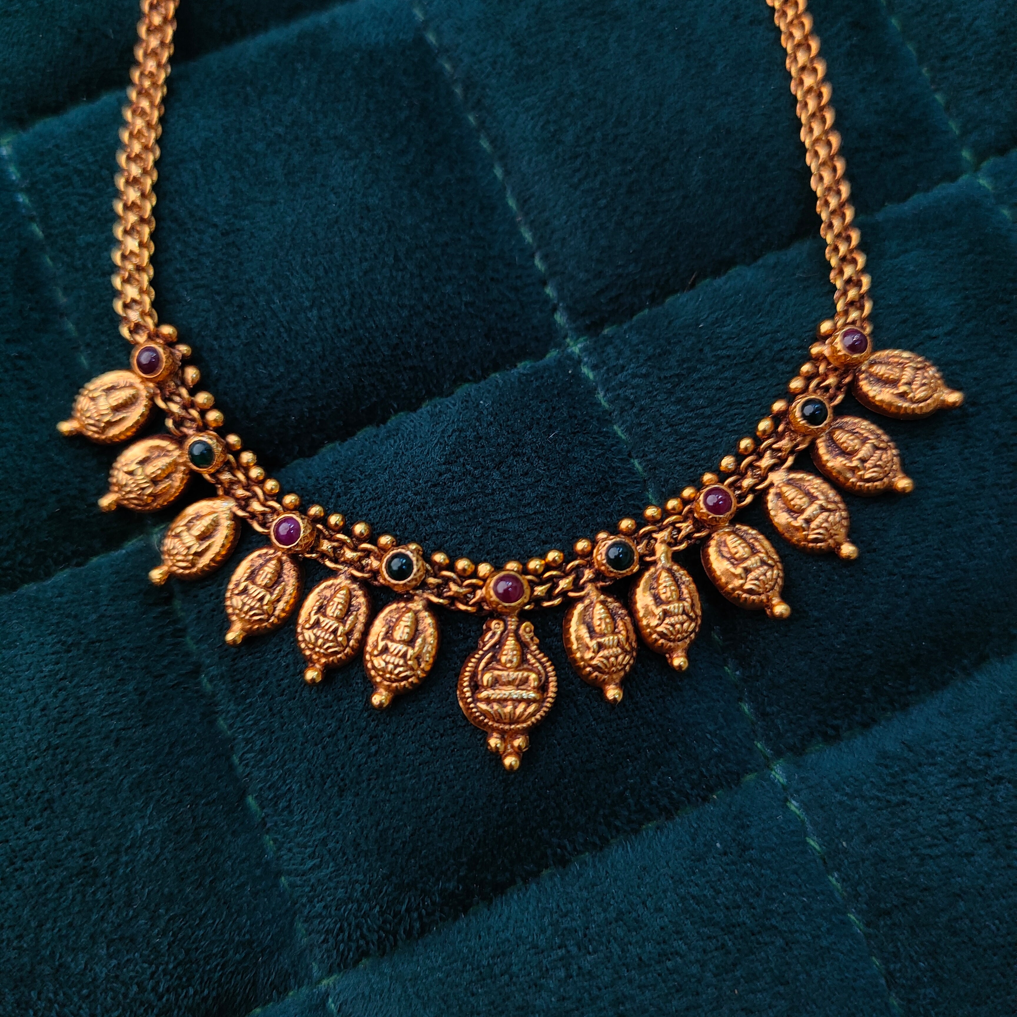 925 Silver Gold Plated Lakshmi Necklace-1373