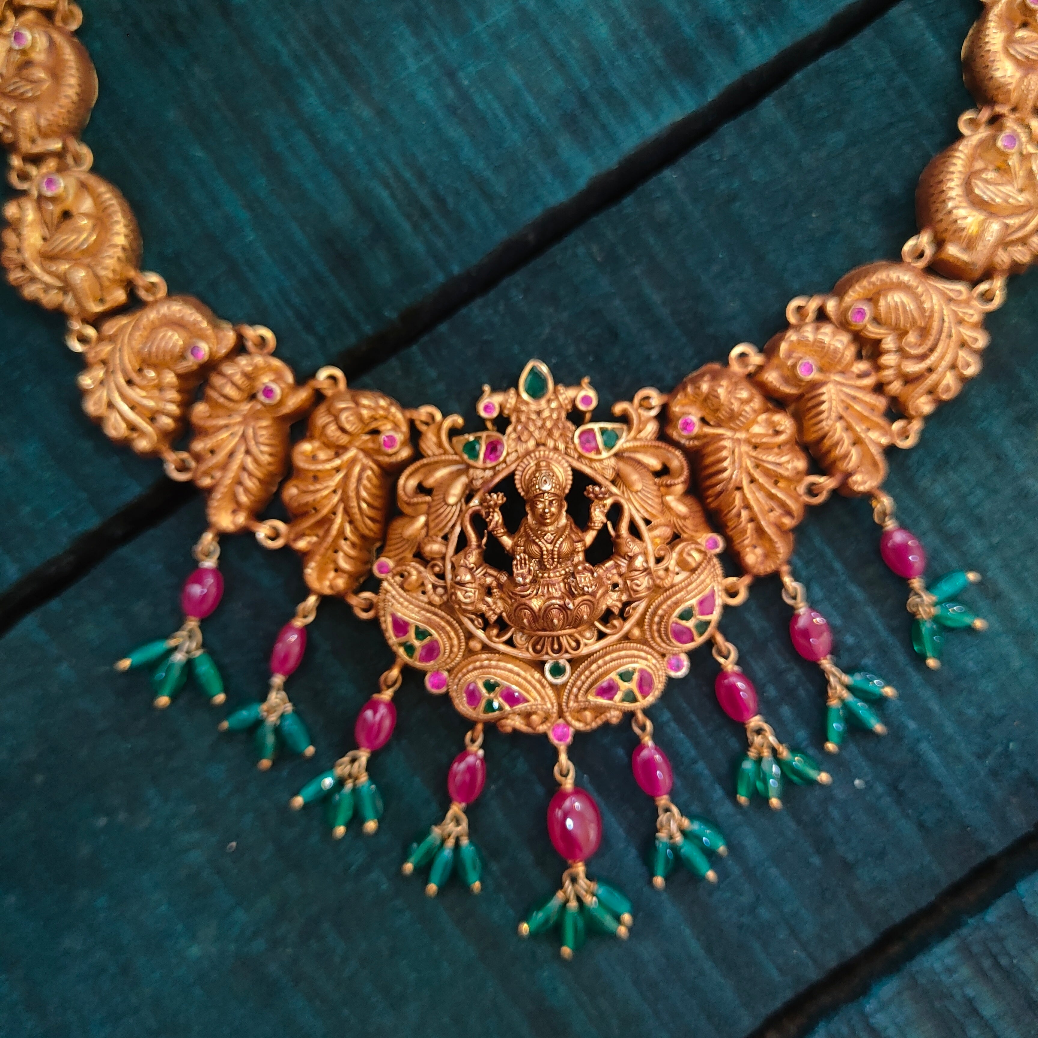 925 Silver Gold Plated Lakshmi Necklace -1421