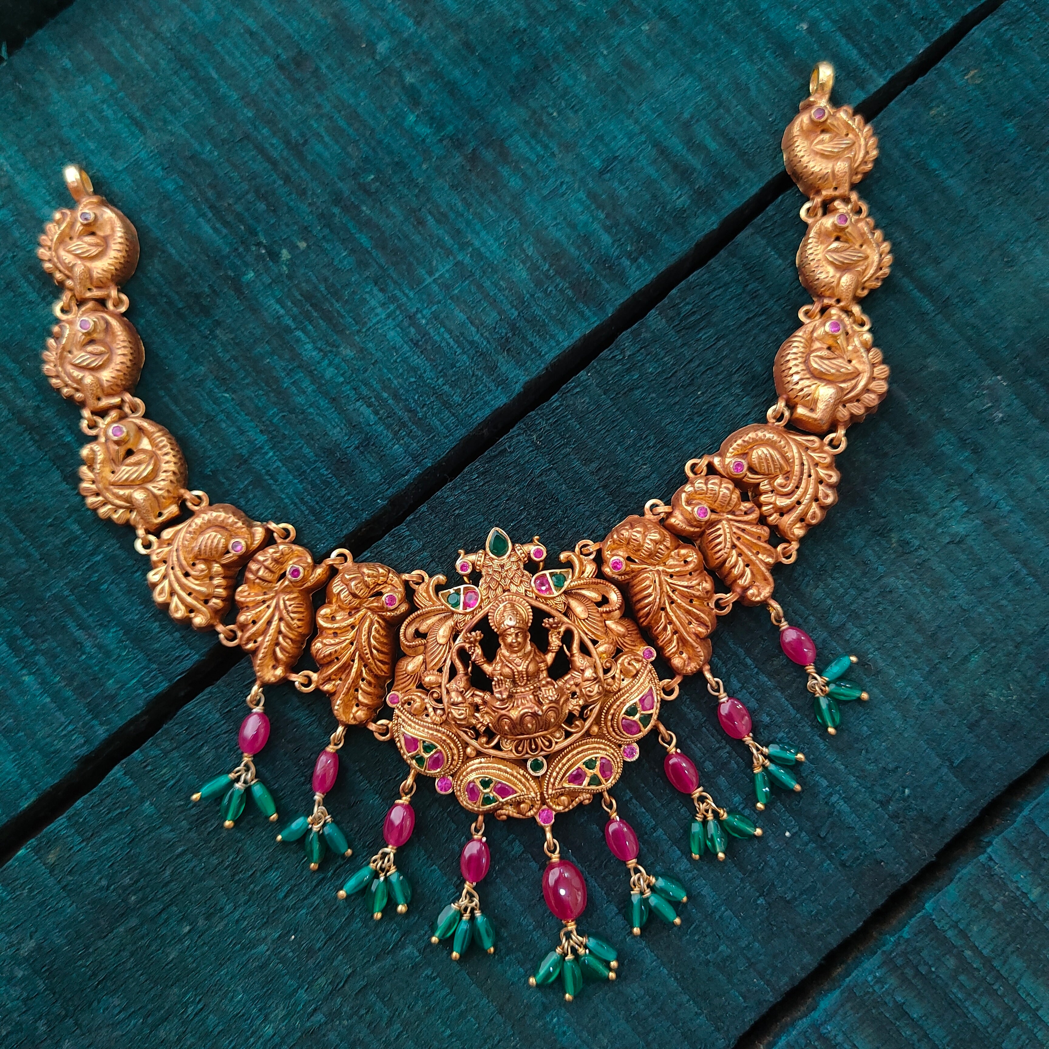 925 Silver Gold Plated Lakshmi Necklace -1421