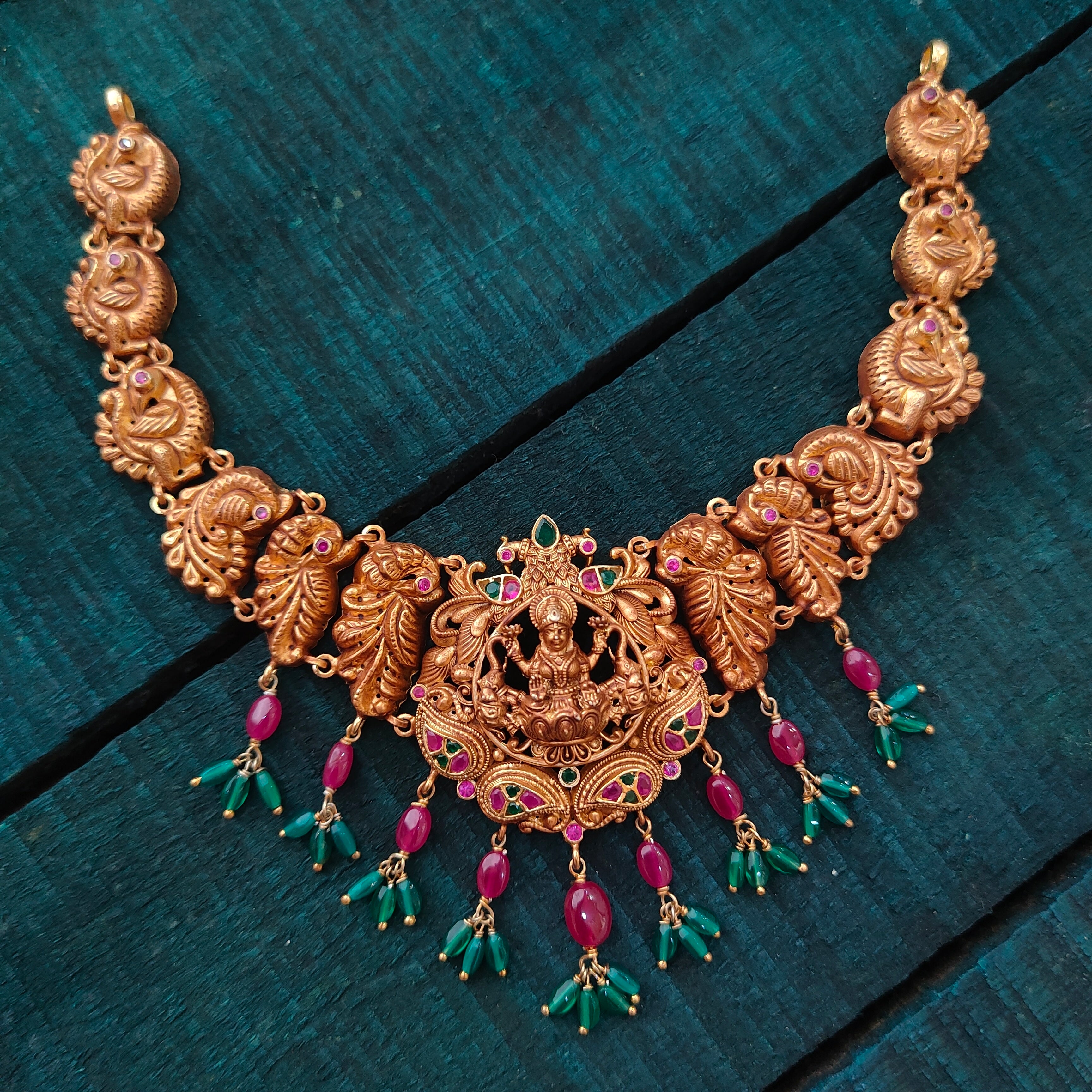 925 Silver Gold Plated Lakshmi Necklace -1421